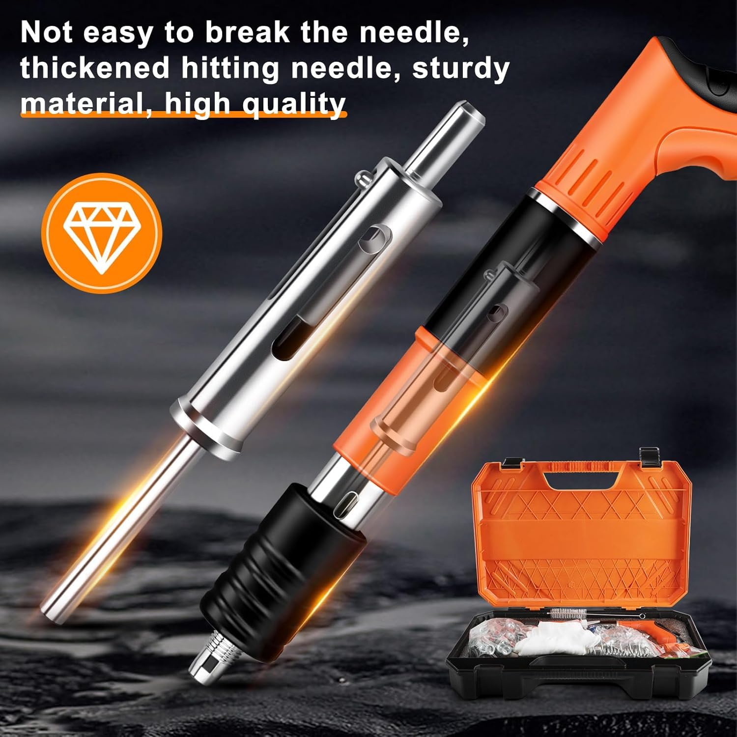 Cloueur Béton,Pistolet à Ongles Portable,Cloueuse Rivet Gun,Pistolet à Clous Manuel avec 5 Niveaux de Réglable,pour Murs en Béton (orange)