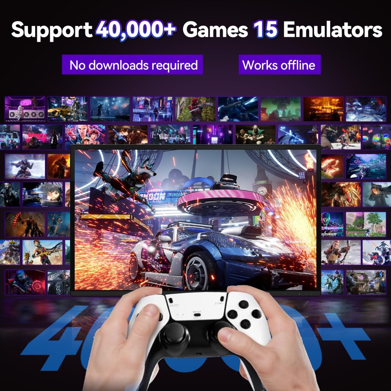 Febotak 2025 Retro Gaming Konsole Stick mit 25 000+ Spielen, 23 Emulatoren, 4K HDMI, Dual 2.4G Wireless Controller, Plug & Play System