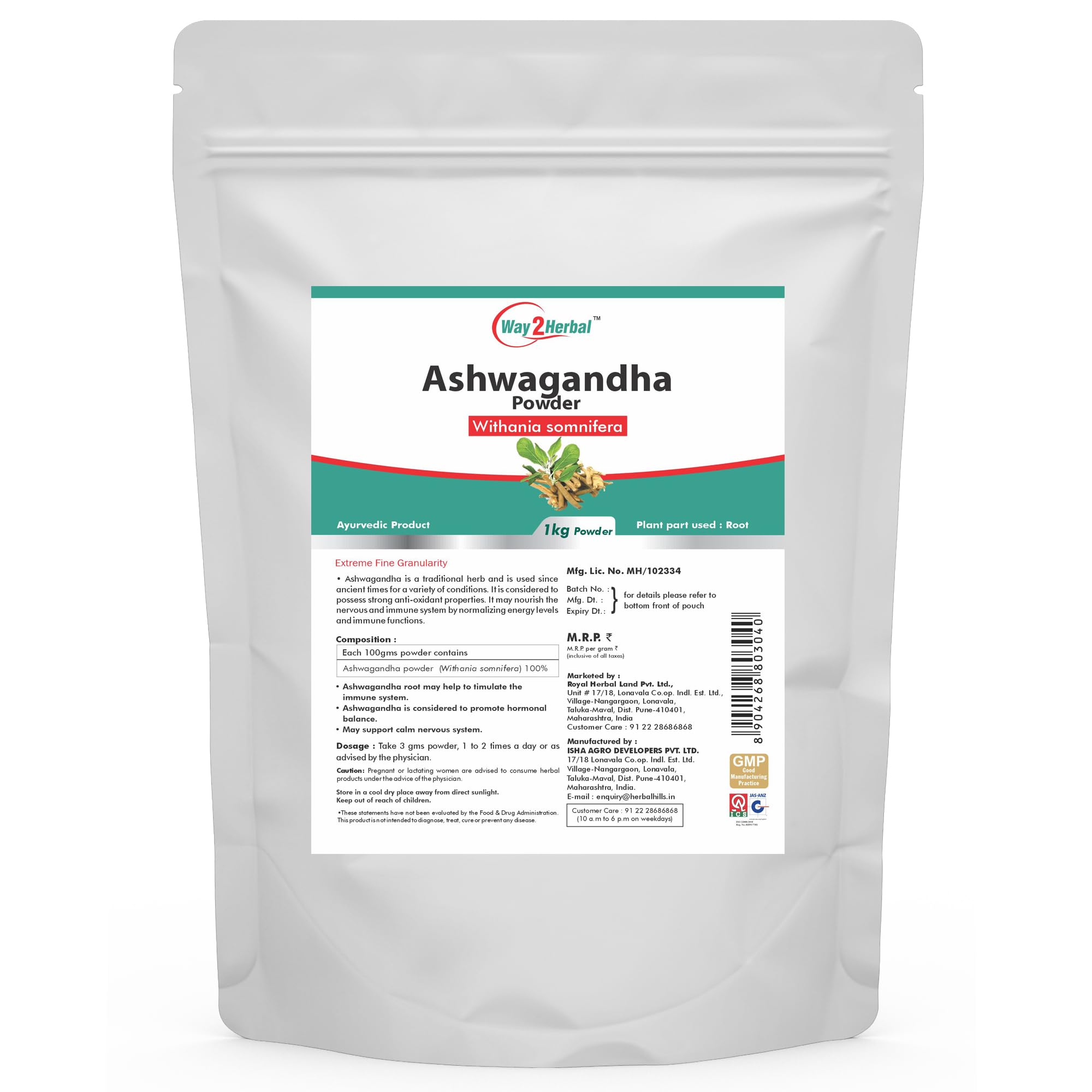 - Way2Herbal Ashwagandha Powder (1 Kg Pack Of 1)