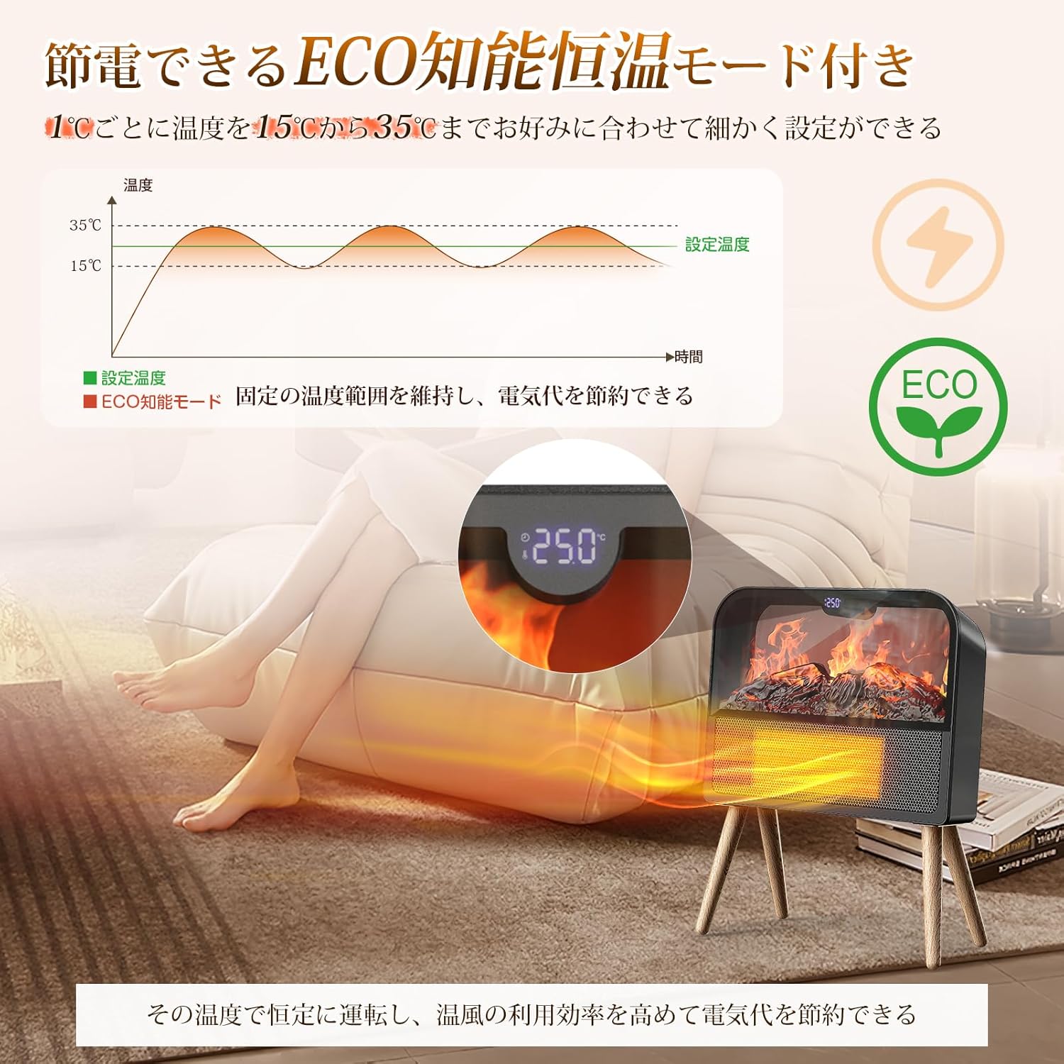 暖炉型 セラミックヒーター 【ECO知能恒温 節電対策】 電気ヒーター 『冬新型・3D疑似炎』 電気ストーブ 暖房器具 省エネ 直火なし 3段階温風調節 タイマー機能 セラミックファンヒーター 電気暖炉 二重過熱保護 リモコン付き 電気ファンヒーター メモリー機能 スタンド付き 足元ヒーター 脱衣所 トイレ 子供部屋 寝室 リビング 日本語取扱説明書 800W/1200W