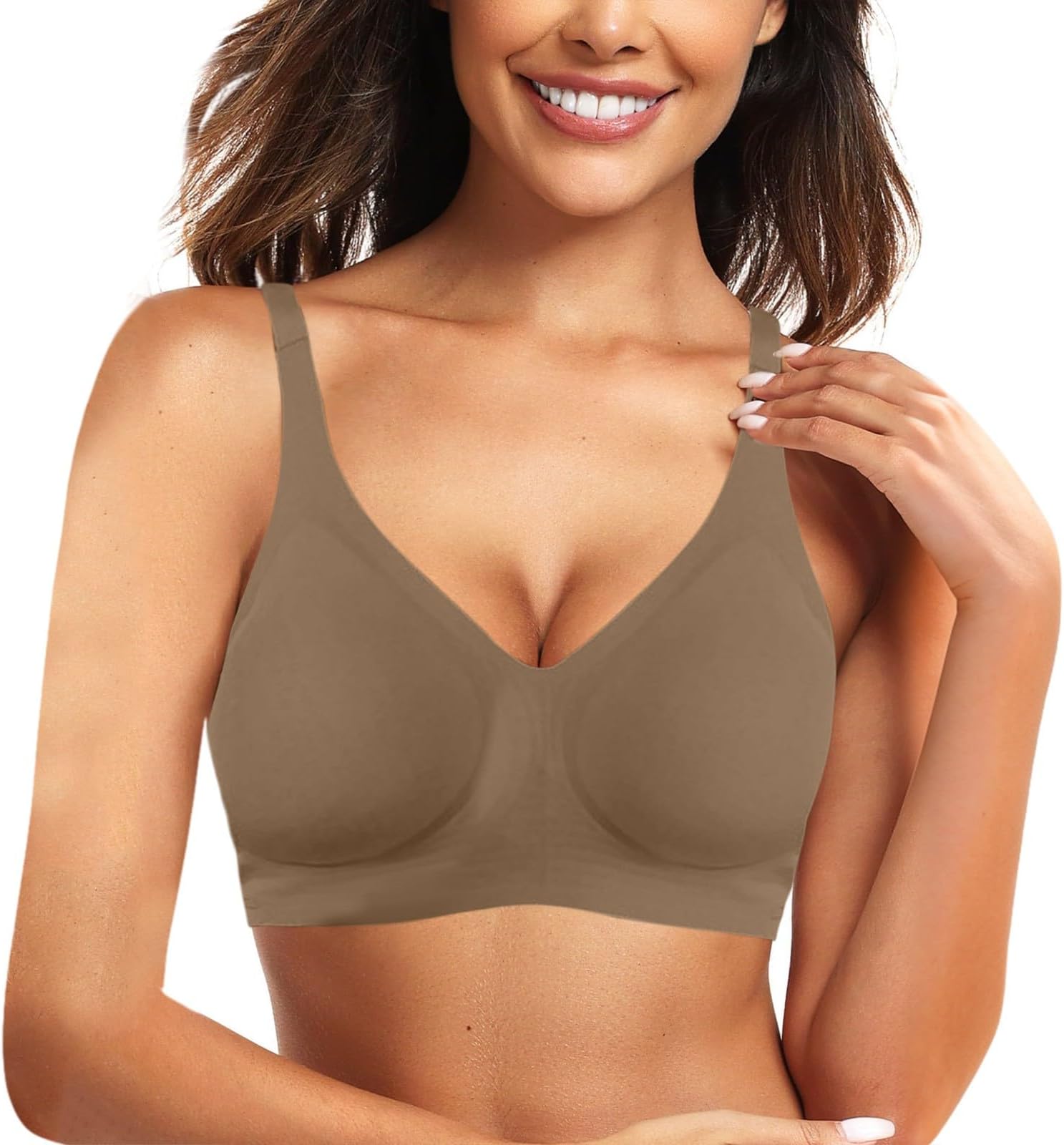 Women's Front Side Buckle Lace Edge Without Steel Ring Movement Seamless Gathering Adjustment Yoga Sleep Large