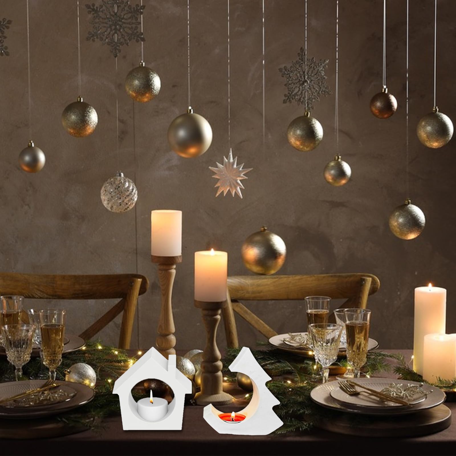 Stampi In Silicone Per Candele Fai Da Te – Forma Albero E Casa – Per Cera, Gesso, Sapone E Cemento - 5