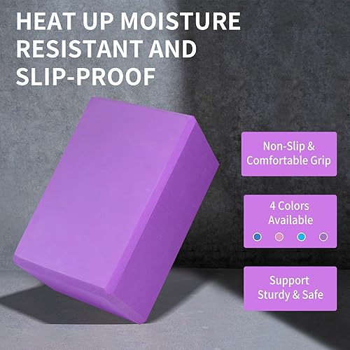 Miniatura 6 de 1 Pack Large Yoga Block 9x6x4 Inches, Sturdy Yoga Foam Blocks, High Density & Non Slip Surface for Yoga, Pilates & Stretching, Fitness Accessories