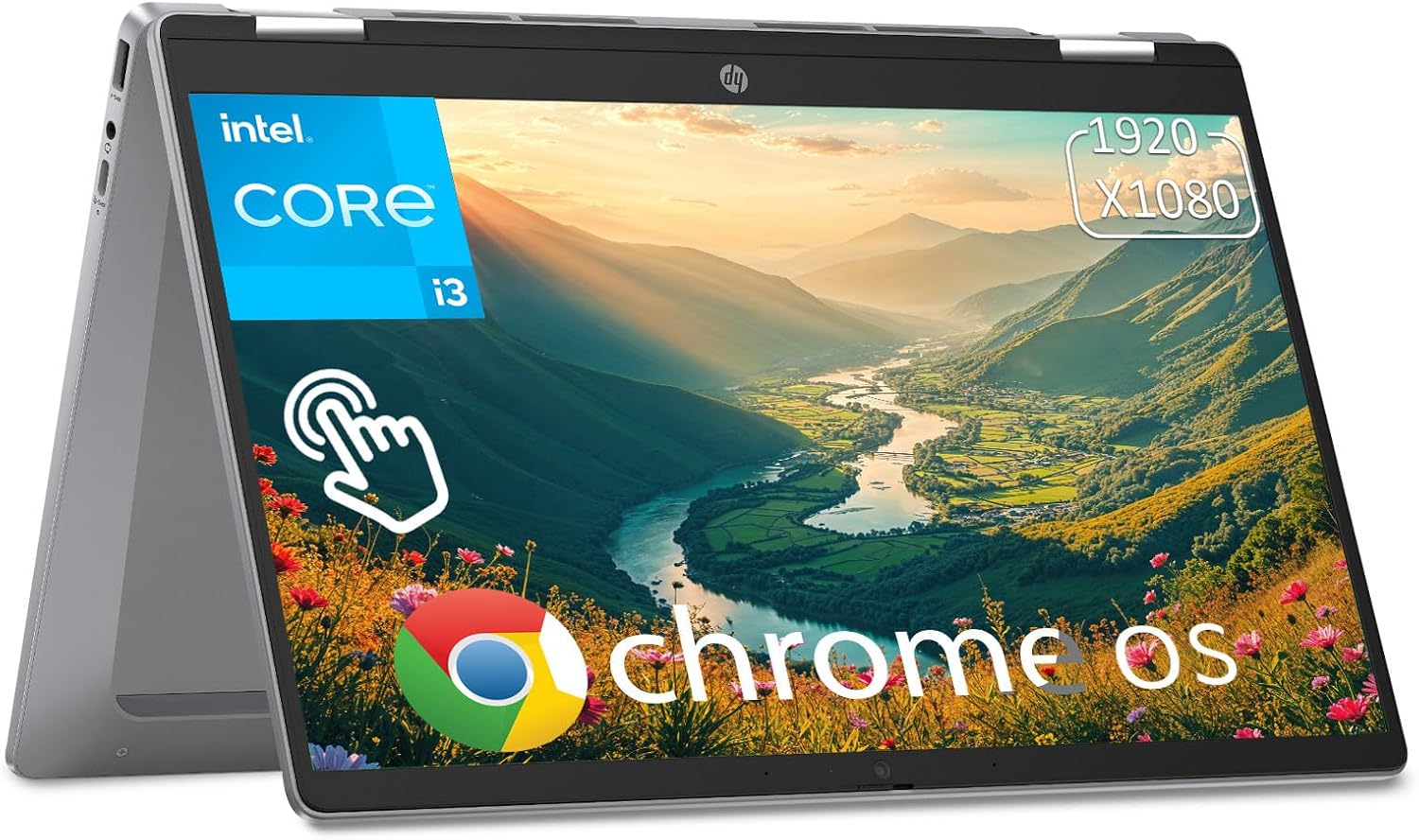 Chromebook Plus x360 Laptop 14" 2 in 1 Touchscreen Business Laptop for Student Intel Core i3 N305 8GB RAM 256GB UFS Backlit KB Wi-Fi 6 Chrome OS w/Google AI