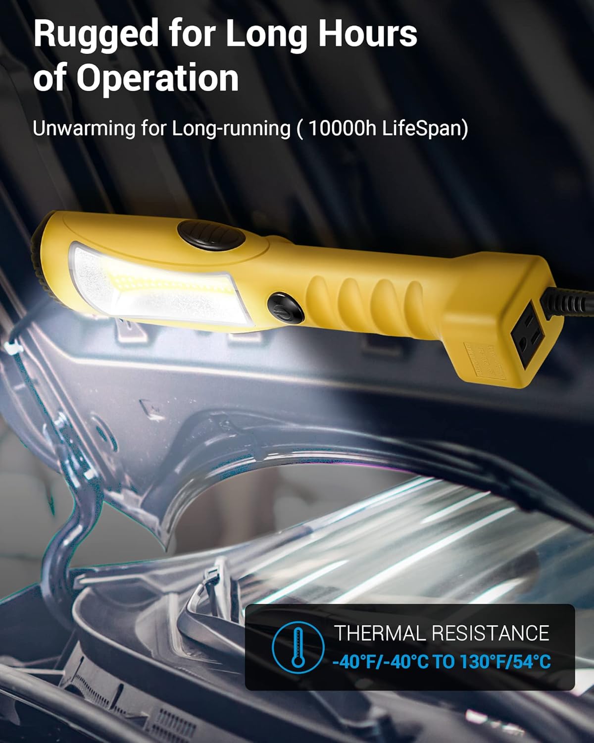 DEWENWILS LED Work Light, Underhood Work Lighting (15 feet), 1200LM, Trouble Light with Cord, Strong Magnet & Swivel Hook, Handheld Corded, for Garage, Workshop, Car Repair Scene, ETL Listed