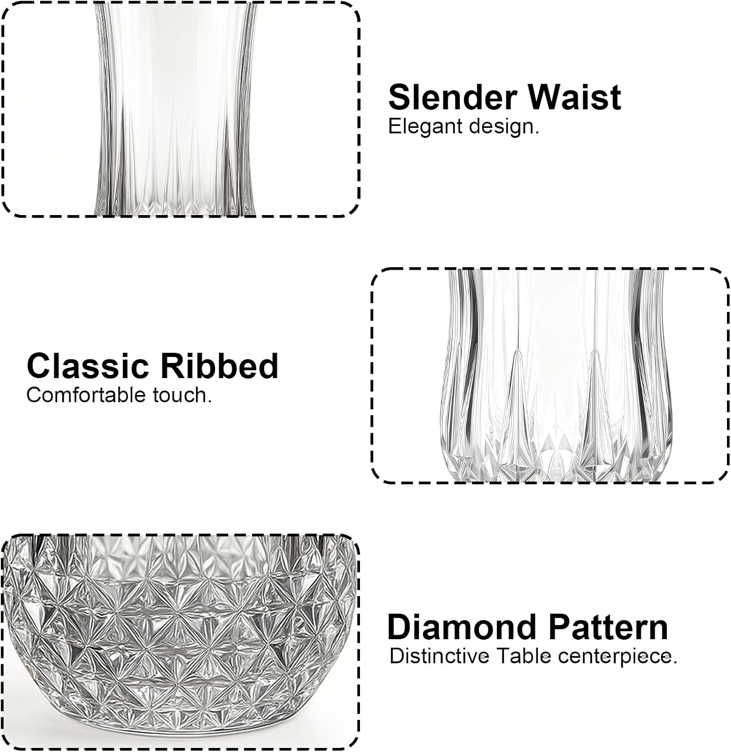 Ruckae Drinking Glasses Set of 8,11 oz and 7 oz Kitchen Water Glass Cups Set,Clear Curvature Glassware Dishwasher Safe,Mixed Drinkware for Beer,Juice,Cocktail,Whiskey,Milk and Various Mixed Drinks - Image 3