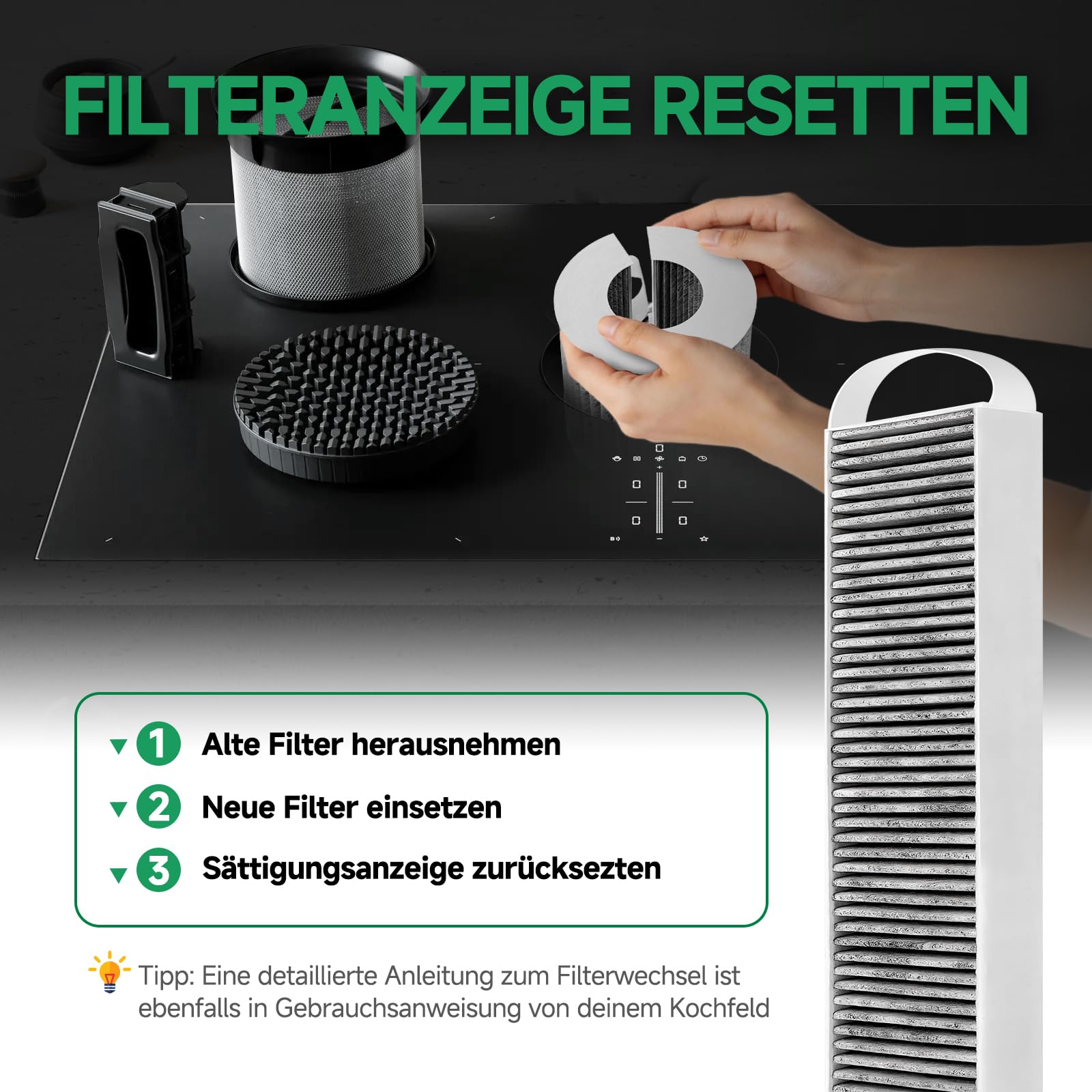 2 Aktivkohlefilter für Bora Pure PUAKF und Bora X Pure (PUXU), PUAKF Filter | Hochwertiger Kohlefilter für Ihr PURU oder PUXU Kochfeld mit Umluft Kochfeldabzug Dunstabzug Ersatzfilter (2 Stück)
