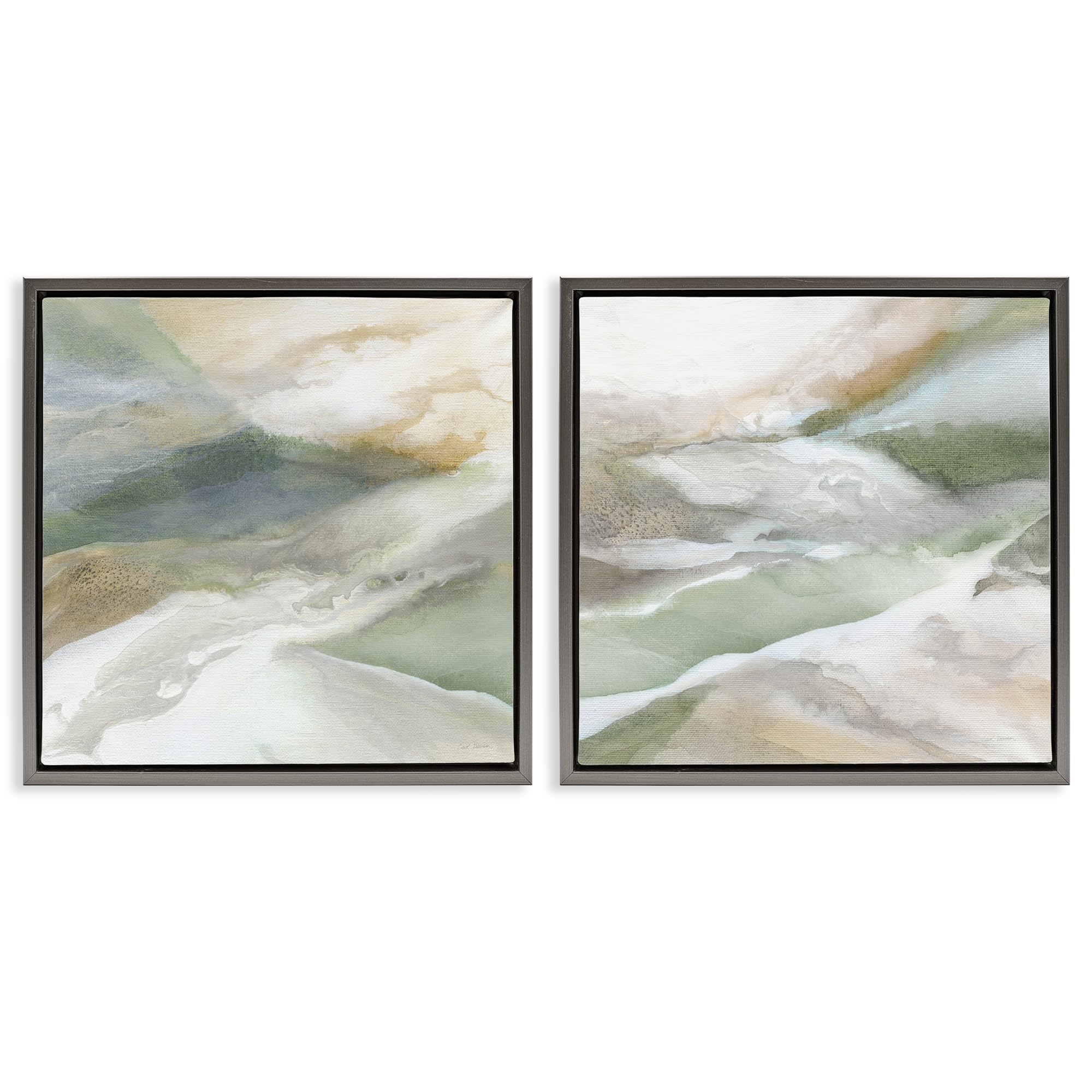 Stupell Industries 'Serene Misty Valley Abstraction', 2pc Floating Frame Art Set 2, Gray, 18 x 18 Inches, Easy to Hang and Sturdy, Made in USA, by Carol Robinson