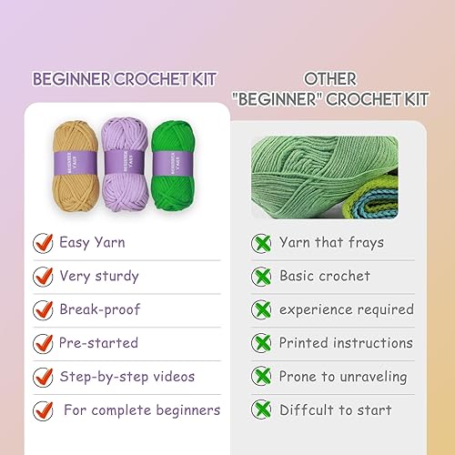 Miniatura 5 de Auoinge Kit de ganchillo para principiantes y niños, kits de aprendizaje para principiantes con tutoriales en video paso a paso, kit de tejido para