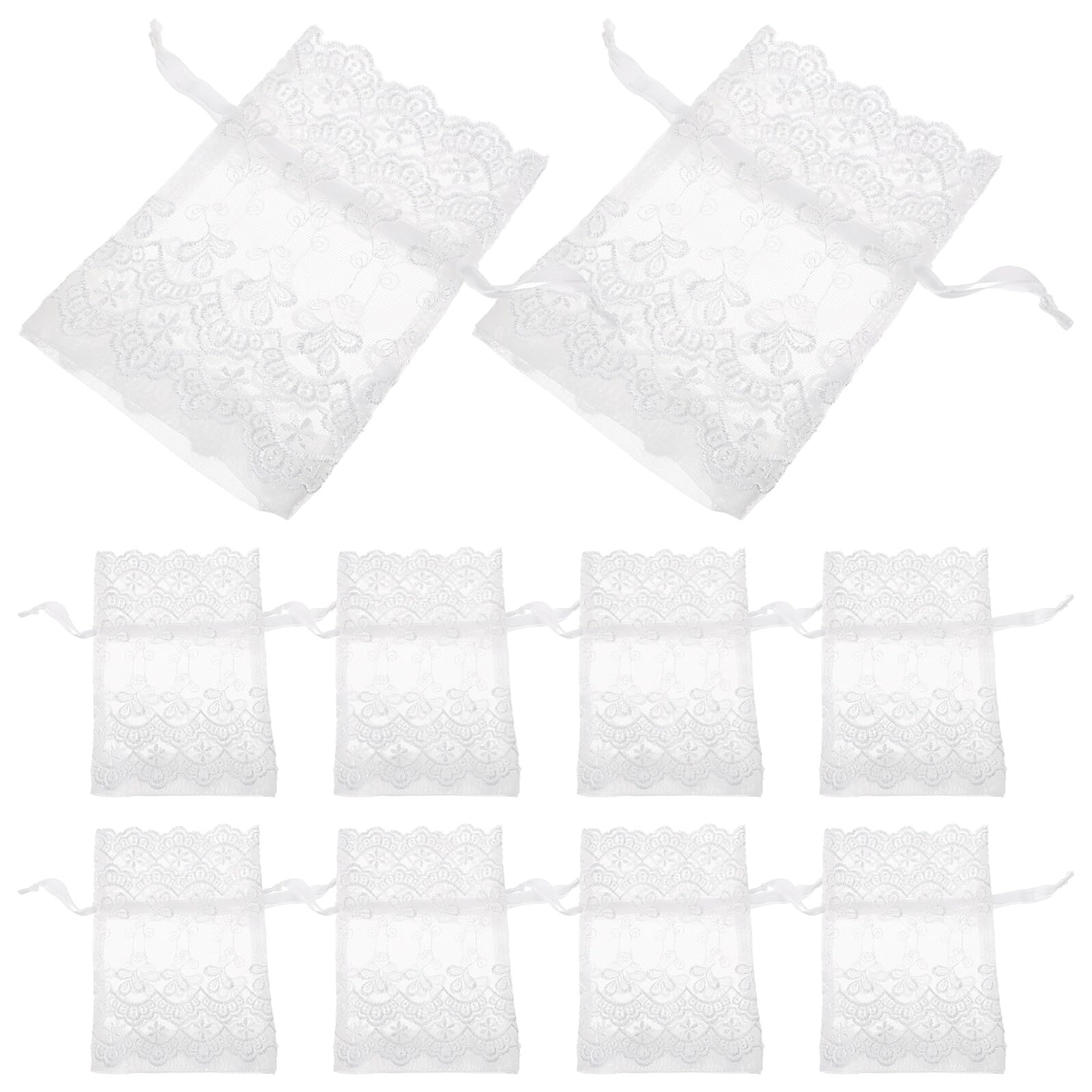 VICASKY 25 Stück Weiße Netzbeutel mit Kordelzug Kleine Organza Geschenktüten für Schmuck Aufbewahrung Partygeschenke Atmungsaktive Aufbewahrungsbeutel für Weihnachten Hochzeit
