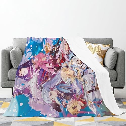 Miniatura 3 de Manta de franela de forro polar ultrasuave y ligera para todas las estaciones (50 x 40 pulgadas, patrón de Inazuma-Raiden Yae Miko Ayaka Kazuha)