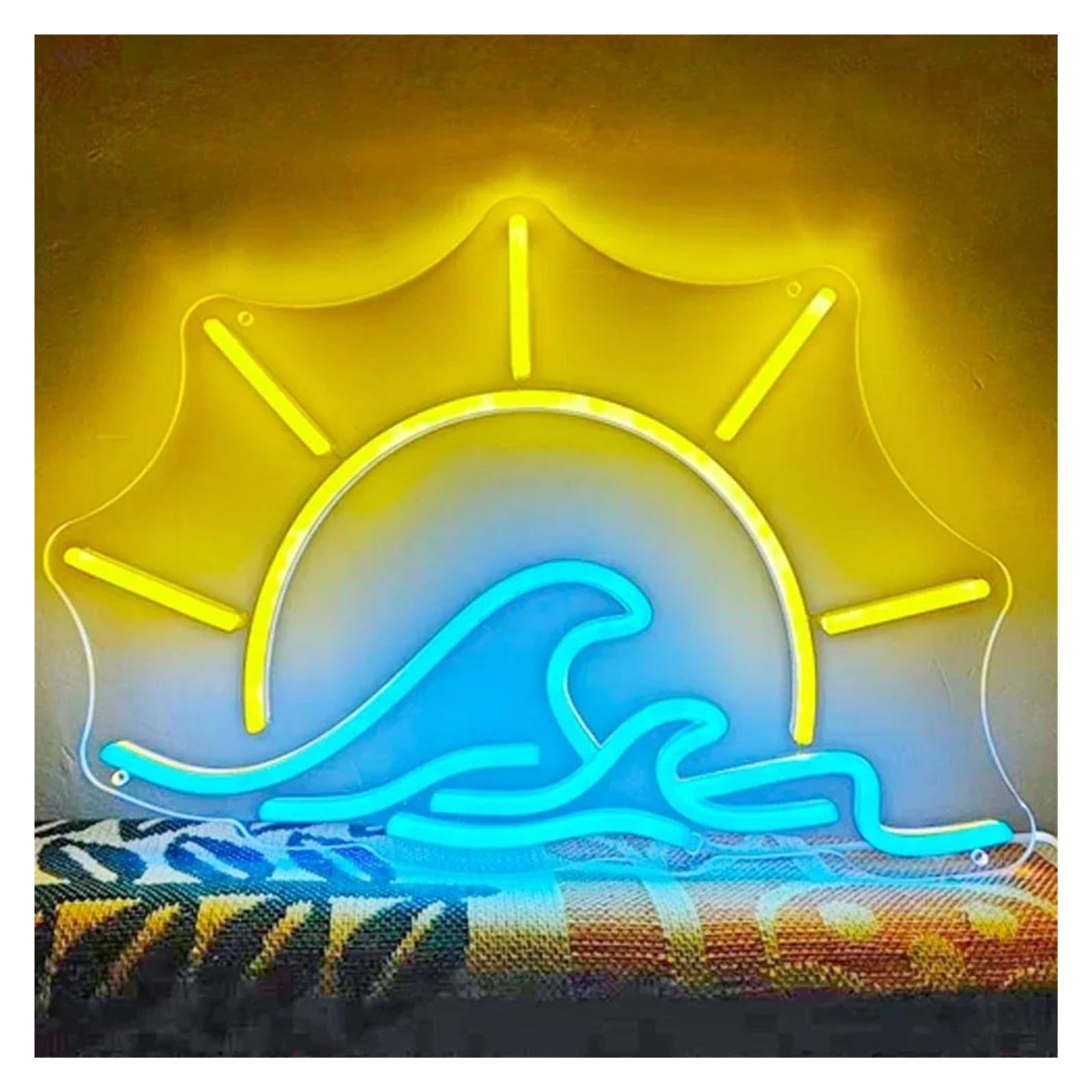 LEMST Sign Lamp Sunset Sea Neon Sign Sunrise Light Wave Neon Dimmable Room Decoration Over Sun Neon for Home Party Decor 30cmx40cm(B)
