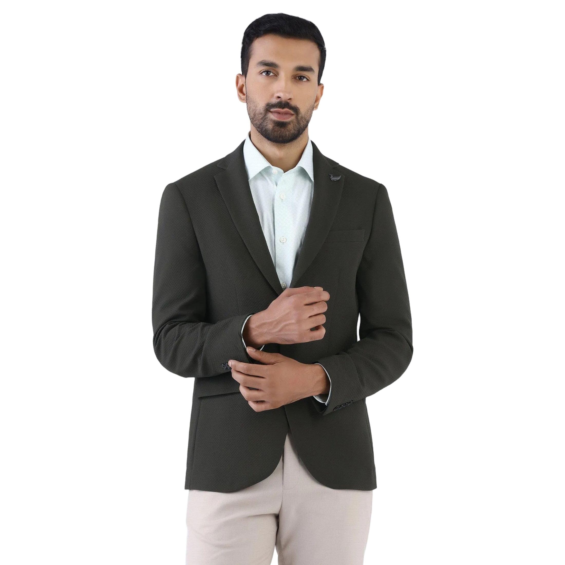 blackberrys Men's Navy Poly-Blend Textured Slim Comfort Blazers-picture-17