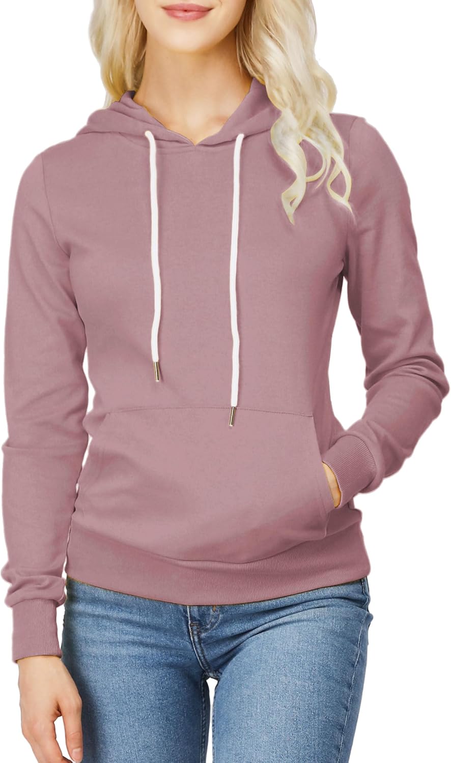 Women's Slim Fit Pullover Hoodie Lightweight Long Sleeve Kangaroo Pocket Basic Casual wear