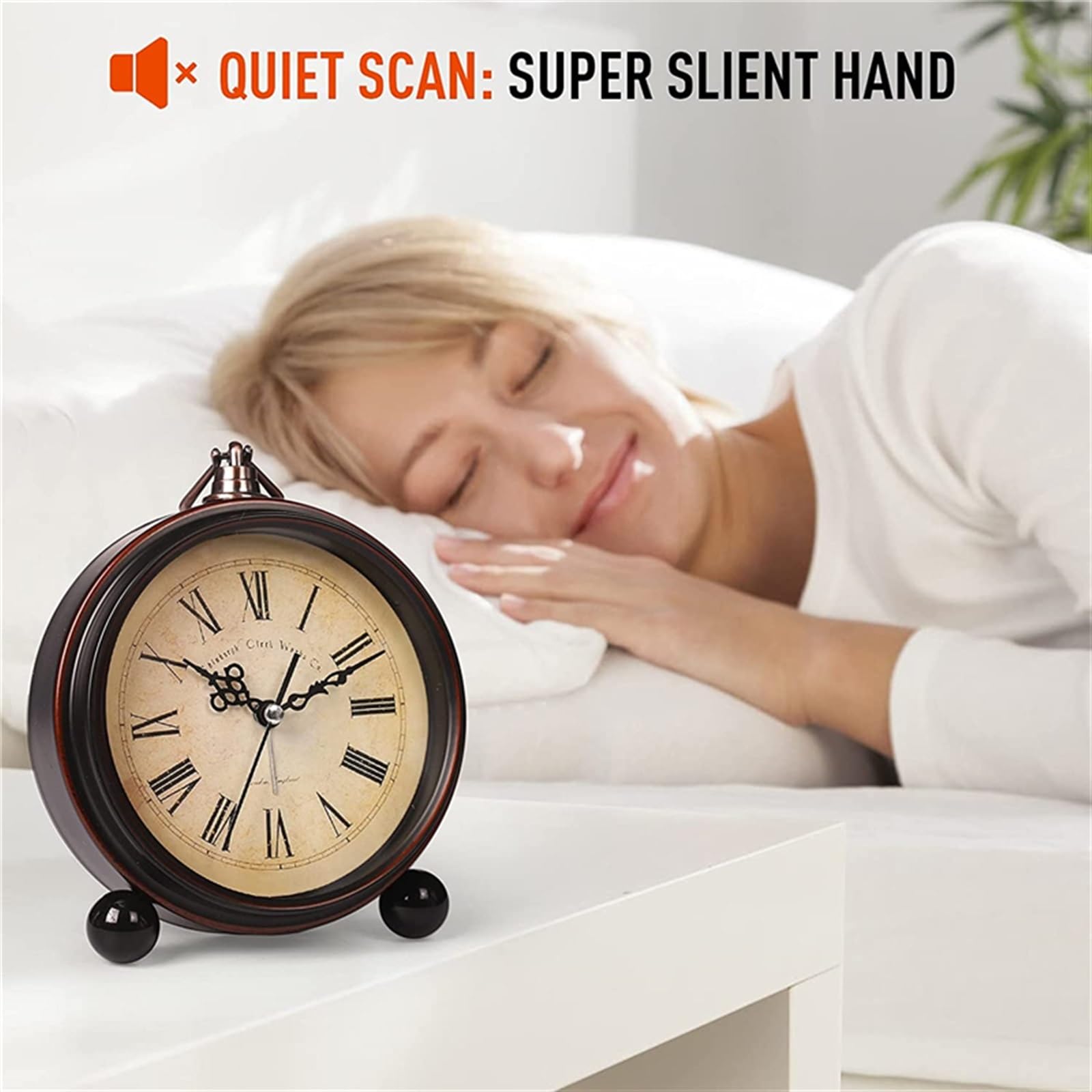 Despertador, Reloj de mesa cuarzo con luz nocturna metal, súper silencioso