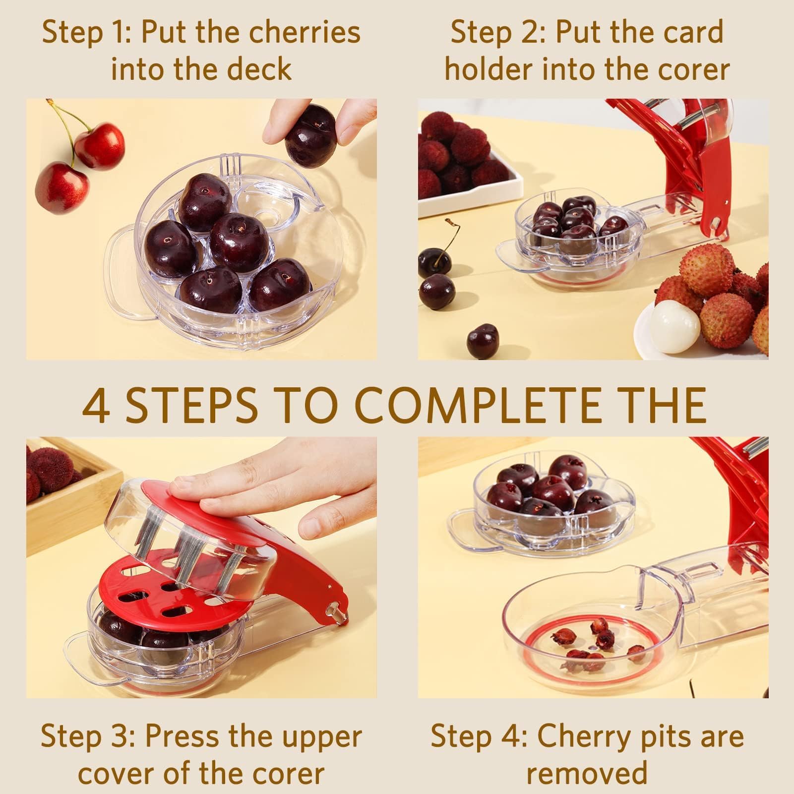 Dénoyauteur Pour Cerises Et Olives - Lot De 6 Trous, Facile à Utiliser, Lavable Au Lave-vaisselle