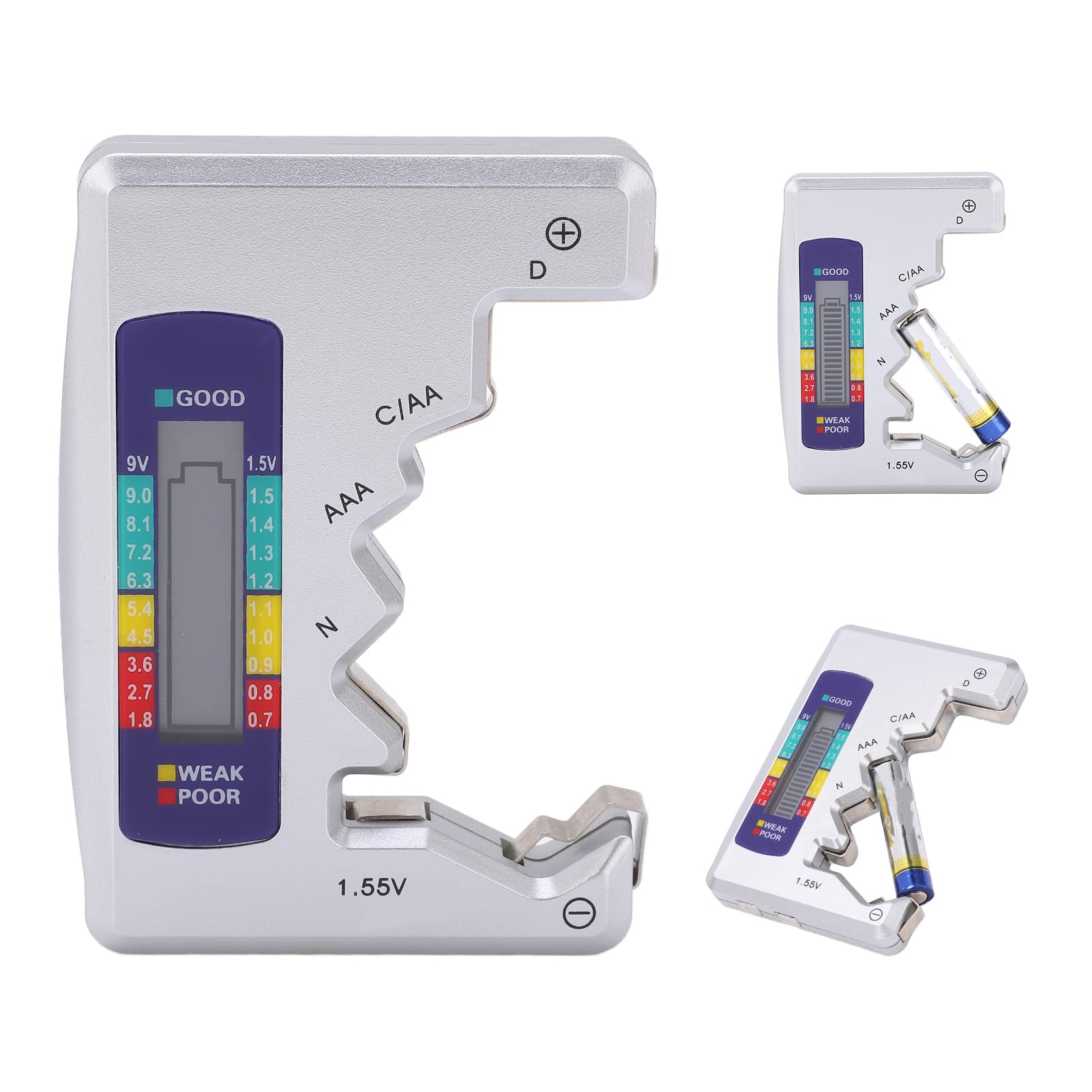 Digital Battery Tester Checker, Accurate Screen Display, Clear to Read, Easy to Carry, with Application for D, AA, AAA, N, Button Cell Batteries