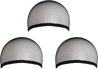 MapofBeauty 3-Pack Black Elastic Wig Caps - Ultra Stretchy One Size Hair Mesh Nets for Secure Wig Hold
