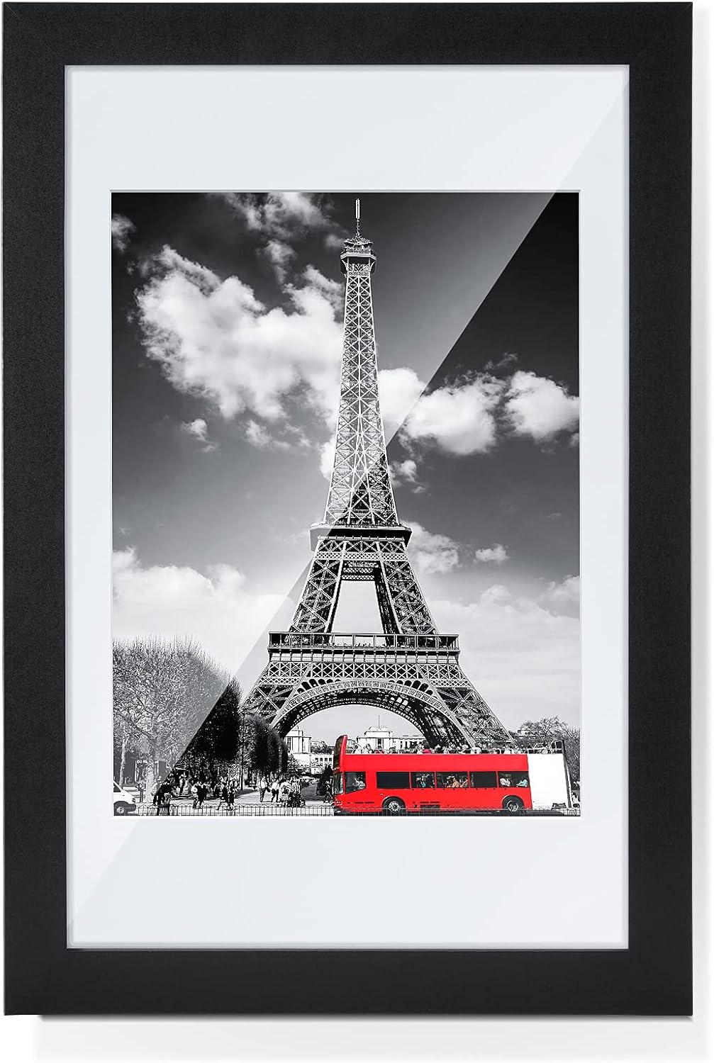 TWING 24x36 Poster Frame Grey Solid Wood HD Plexiglass with Mat Display 20x30 Poster Frame with Mat or 24x36 Photo Without Mat Wall Mounting Photo Frame Grey: Posters & Prints
