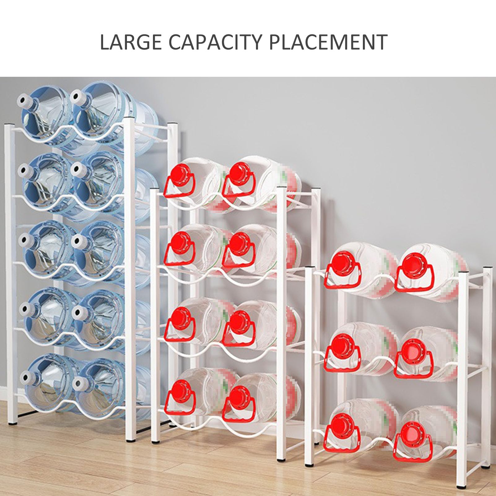 Soporte para jarra de agua de 5 galones, estante de almacenamiento desmontable de 5 niveles para botellas, enfriador de agua resistente para cocina, garaje y oficina, diseño de ahorro de espacio