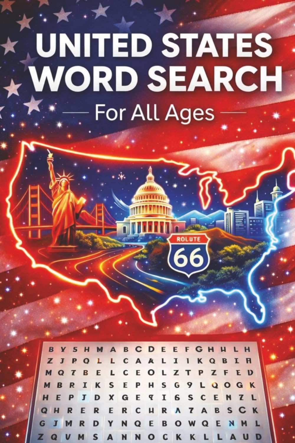 USA Word Search Puzzle Book for All Ages: Fun & Educational Word Search Puzzles About States, Landmarks, and American Culture