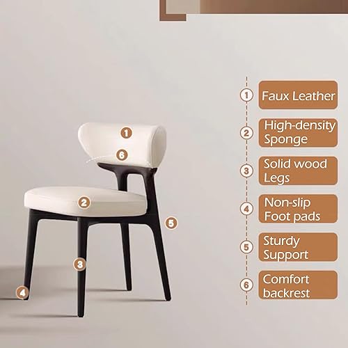Miniatura 4 de Juego de 2 sillas de comedor modernas, elegantes sillas de comedor con respaldo alto, sillas laterales tapizadas de cocina con patas de madera