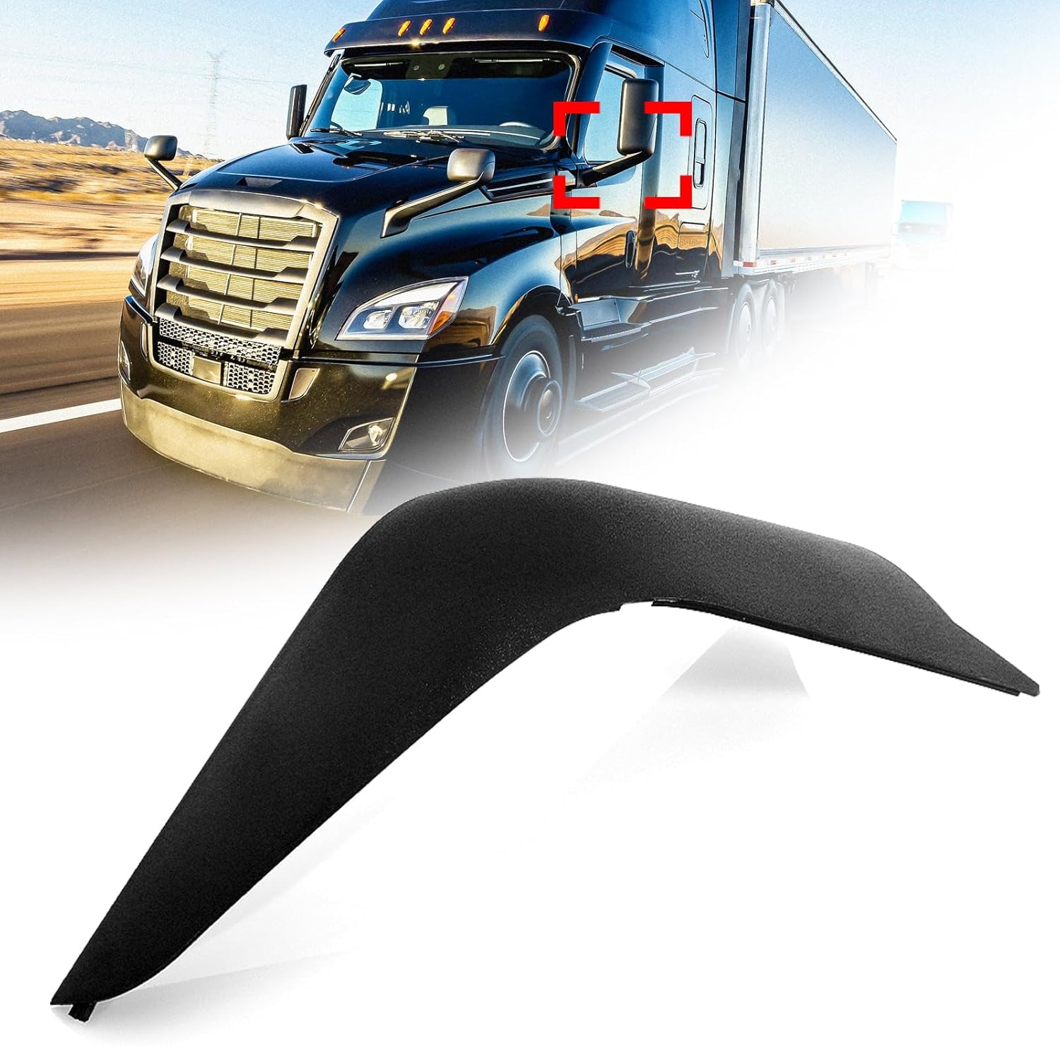 Door Mirror Arm Cover Fit for Freightliner Cascadia 2018-on, Black Door Mirror Arm Cover for Freightliner New Cascadia Semi Truck Accessories Driver Left Side Single
