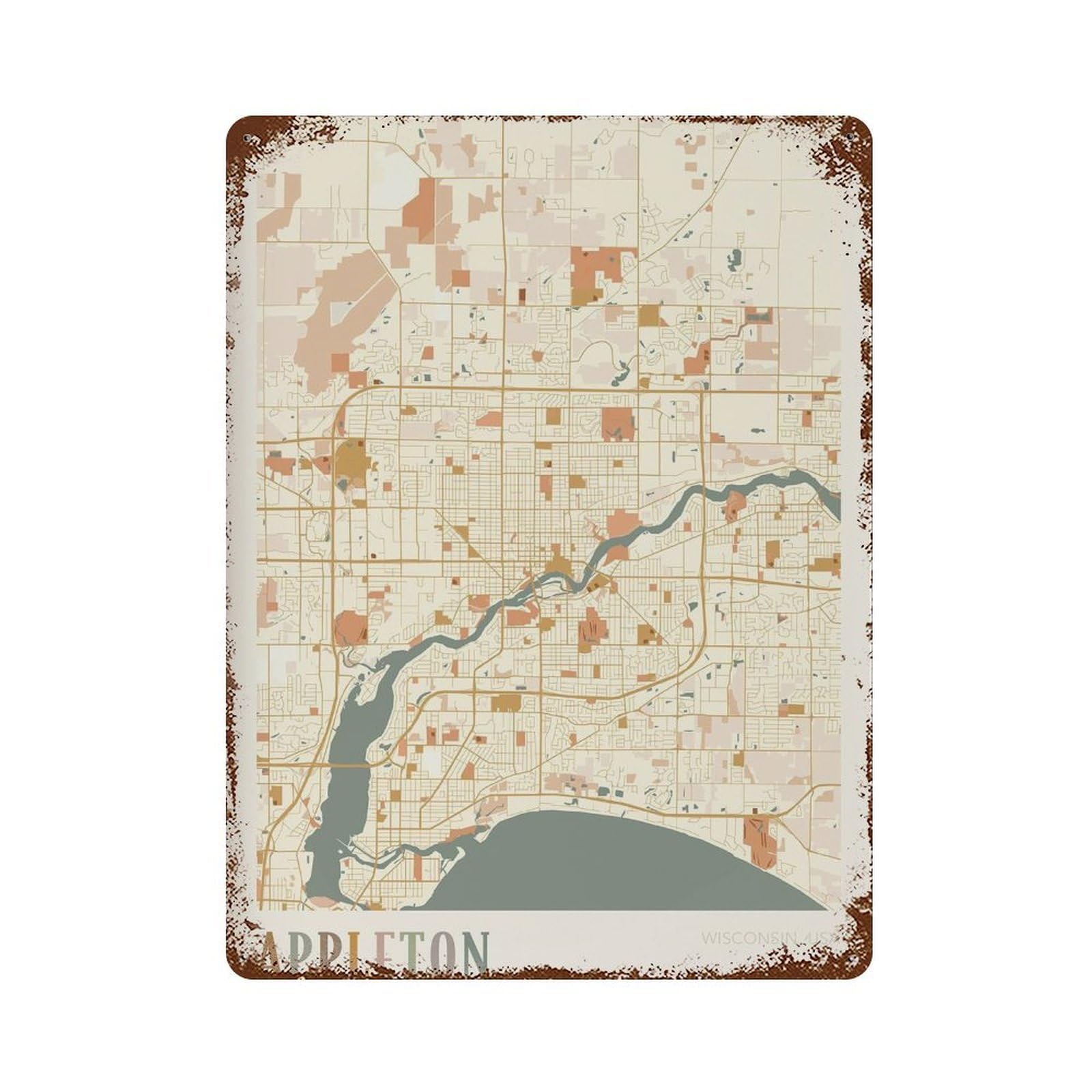 xiaoxiaoshen Appleton Map Wisconsin Travel Gift Boho (2) Wall Decor Art Metal Tin Poster Modern Home Decor Art Home Bar Shop Decorations Vintage Sign 40x30cm