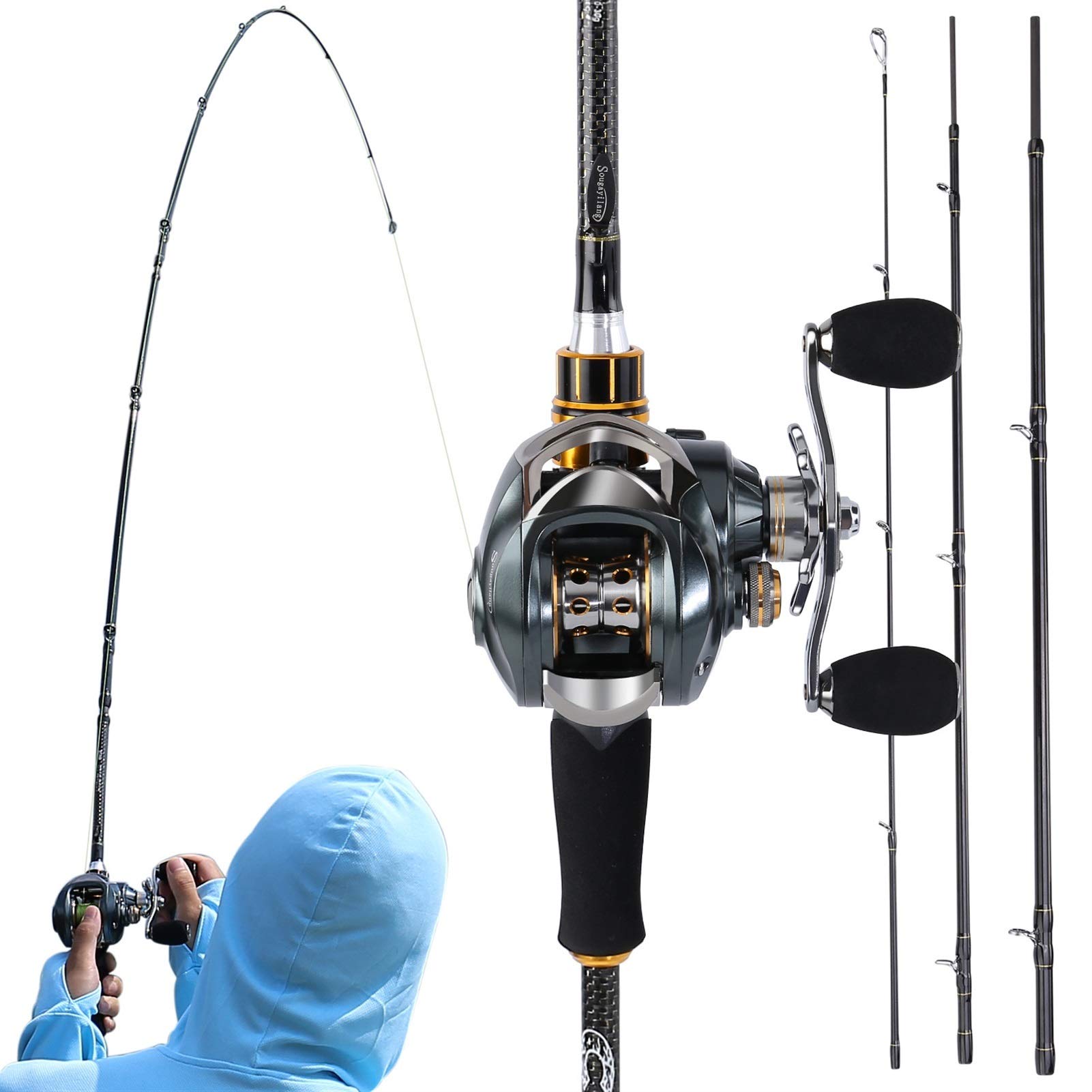 Canne à Pêche Casting 2.1m - Carbone 3 Brins - Modèle Neuf