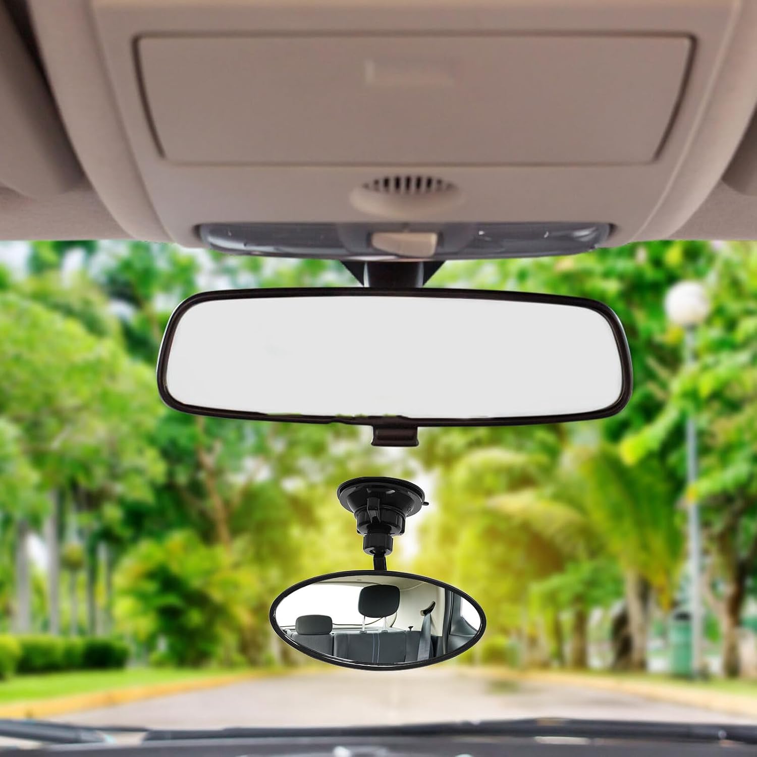 Adjustable 360° Rotating Car Rear View Mirror for Observation with Suction and Adhesive Mounts, Universal Rear Facing Car Seat Mirror for Travel Safety