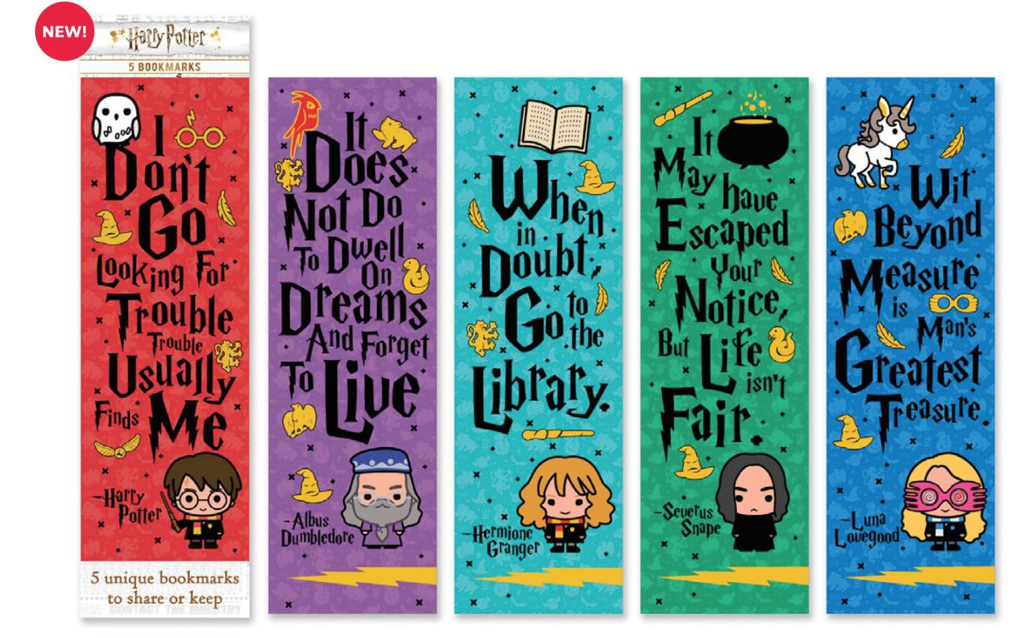 Re-Marks Harry Potter Chibi Set of 5 Different 2-Sided Bookmarks