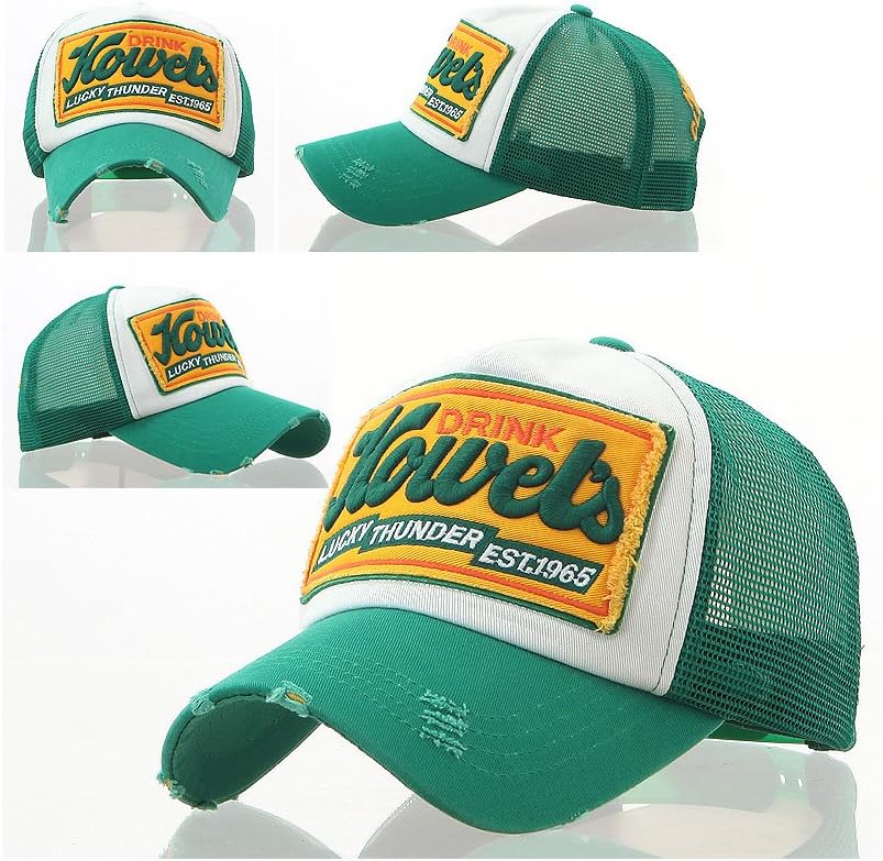 Drink Howel's Distressed Vintage Cotton Baseball Mesh Cap Snapback Trucker by Brooklyn Urban Supply (Green)