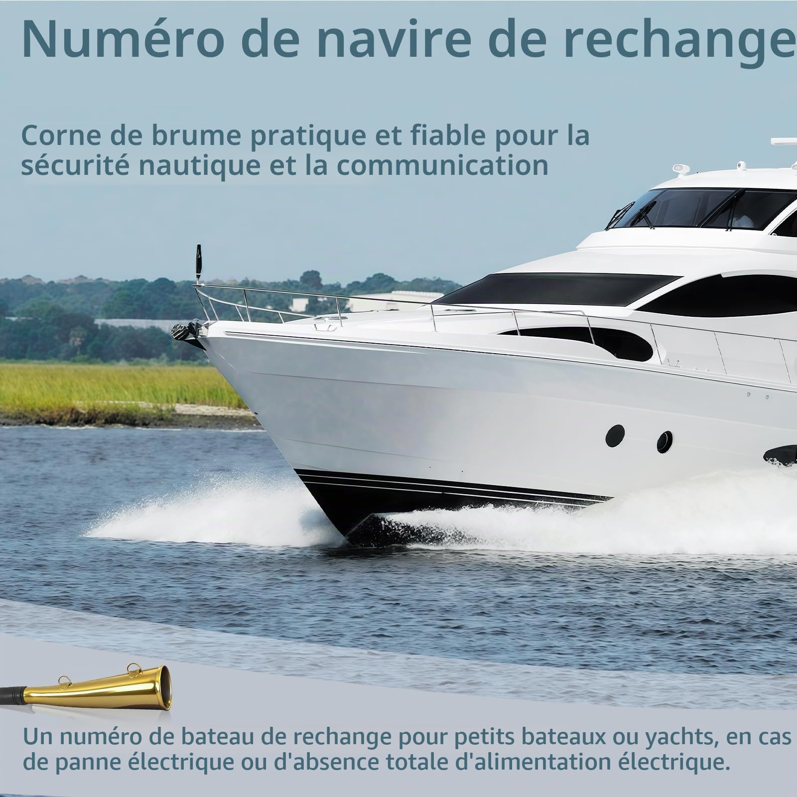 Klaxon de chasse - 21 cm - Pour chasse à la pression - En laiton - Convient pour les groupes de chasse, les petits bateaux - Force sonore claire pour différents extérieurs