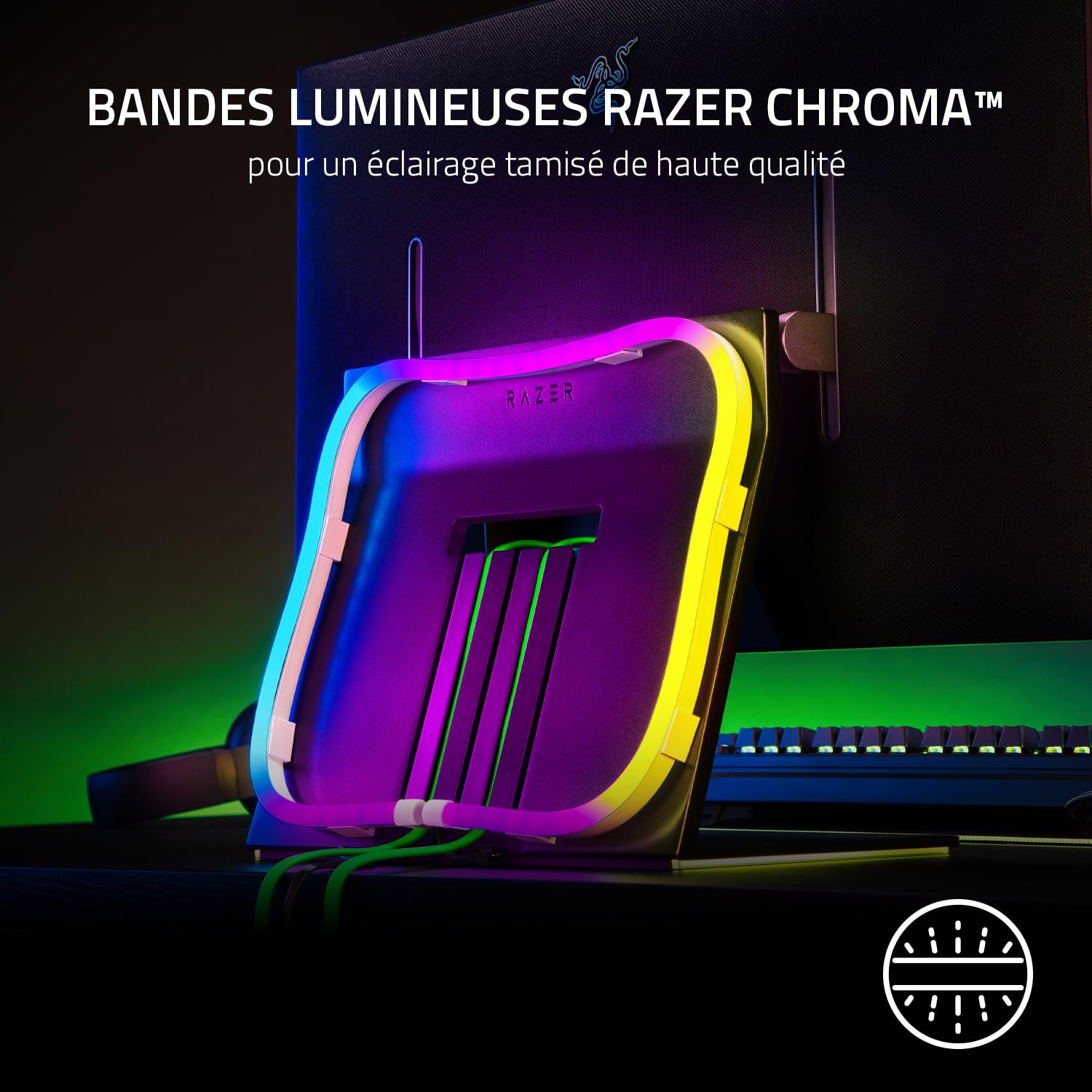 Razer Bandes Lumineuses - Avec Chroma RGB (3 Rubans, 1x100 cm, 2x50 cm; 120 LED Individuelles, Razer HyperSpeed Wireless et Bluetooth, Contrôleur ARGB Sans-fil)