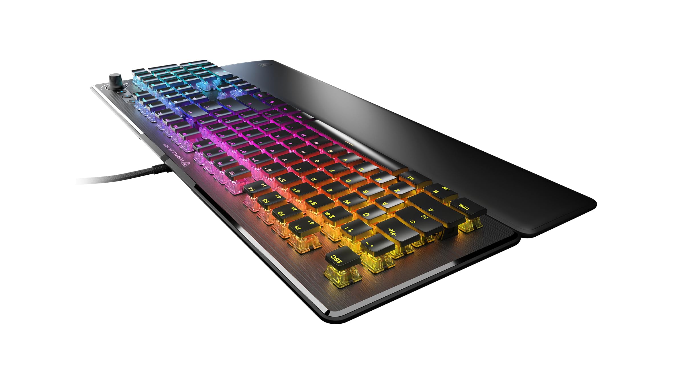Turtle Beach Vulcan II – mechaniczna klawiatura gamingowa PC, przełącznik Tactile Titan II, podświetlane przyciski, zdejmowana podkładka pod nadgarstek, układ DE