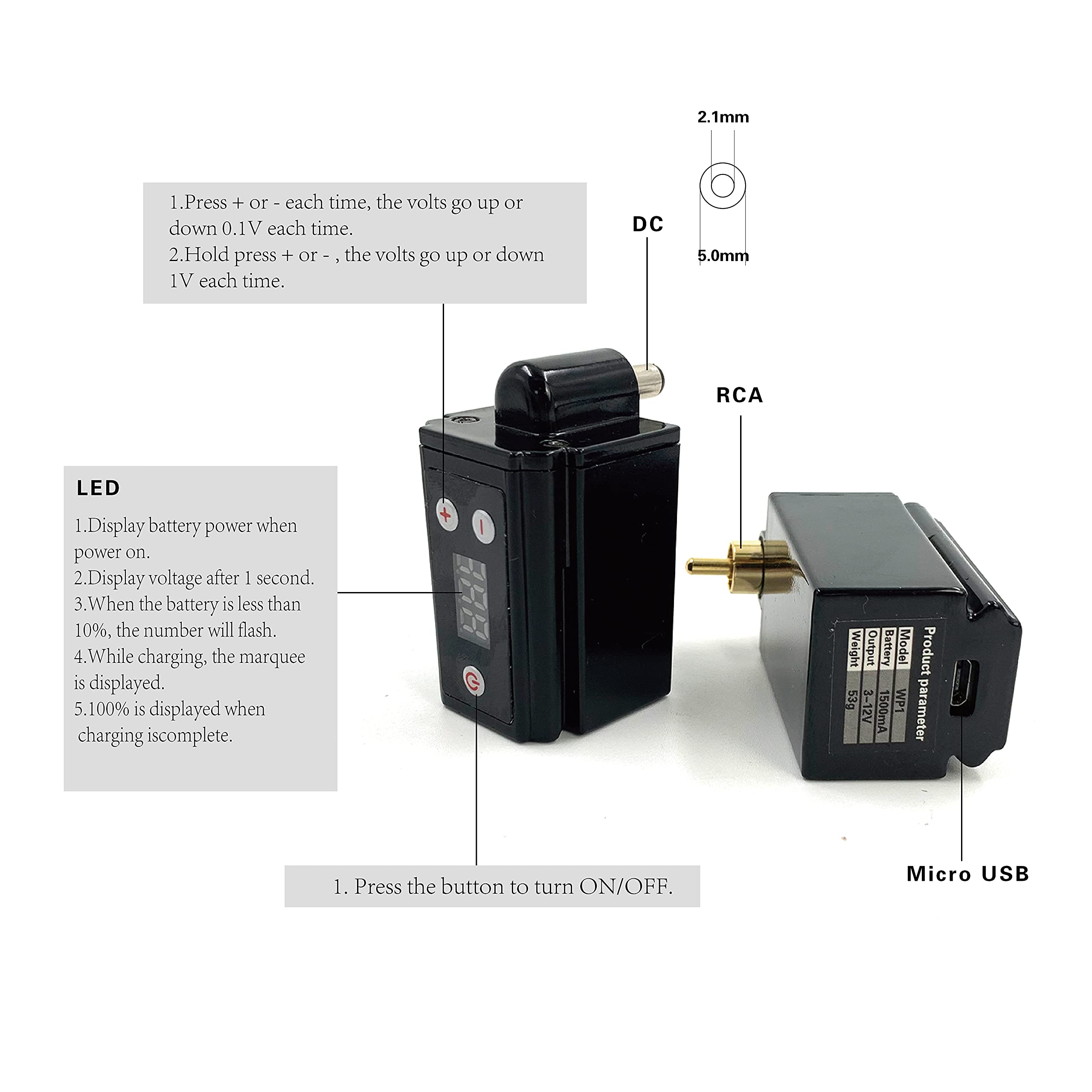 Supply Power Tattoo Pack Battery Tattoo INKSOUL Supply Power Tattoo RCA 画材 for Rotary RCA 画材