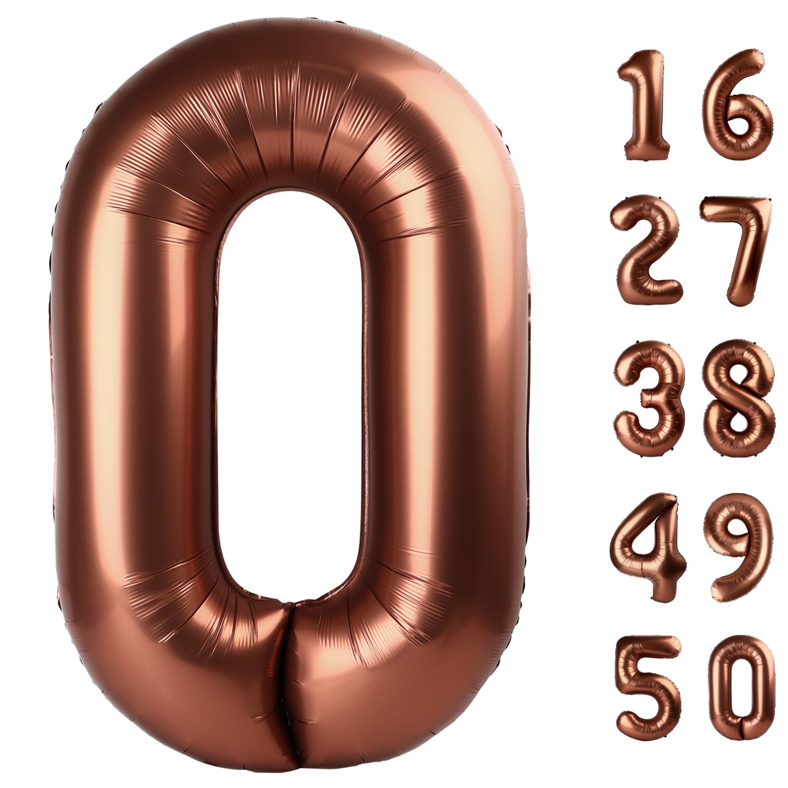 Kelfuoya Dark Brown Number 0 Balloon 40 Inch | Jumbo Mylar Foil Helium Balloon for Birthday Party Decorations - main product image