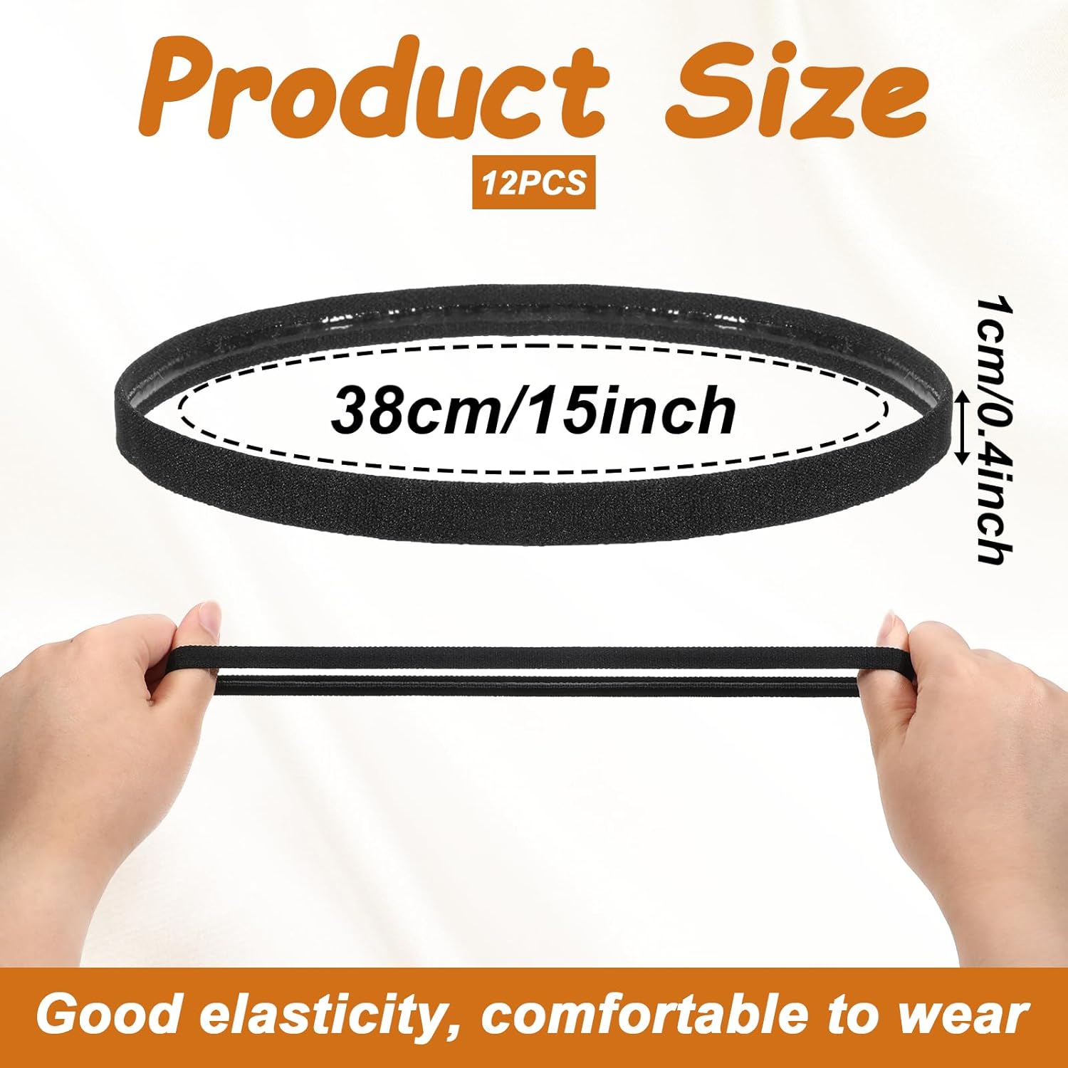 12 Pieces Thin Sports Elastic Headbands Elastic Sports Headbands Non-Slip Skinny Athletic Exercise Hair Bands Soft No Crease Hair Bands Sweatband for Women Men Yoga Workout Running Soccer,Football - Image 2