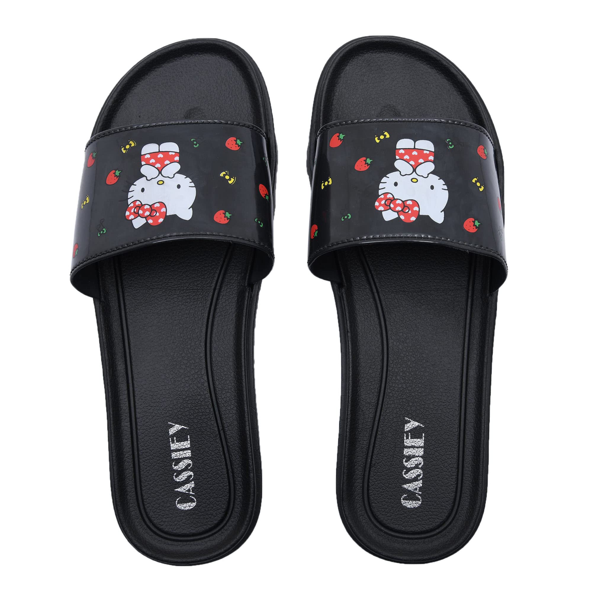 CASSIEY Fashionable Comfortable Stylish Design Slip-on Flat Slipper Sandal For Womens/Girls- Black (B09SWYH6WM) Amazon Price History, Amazon Price Tracker