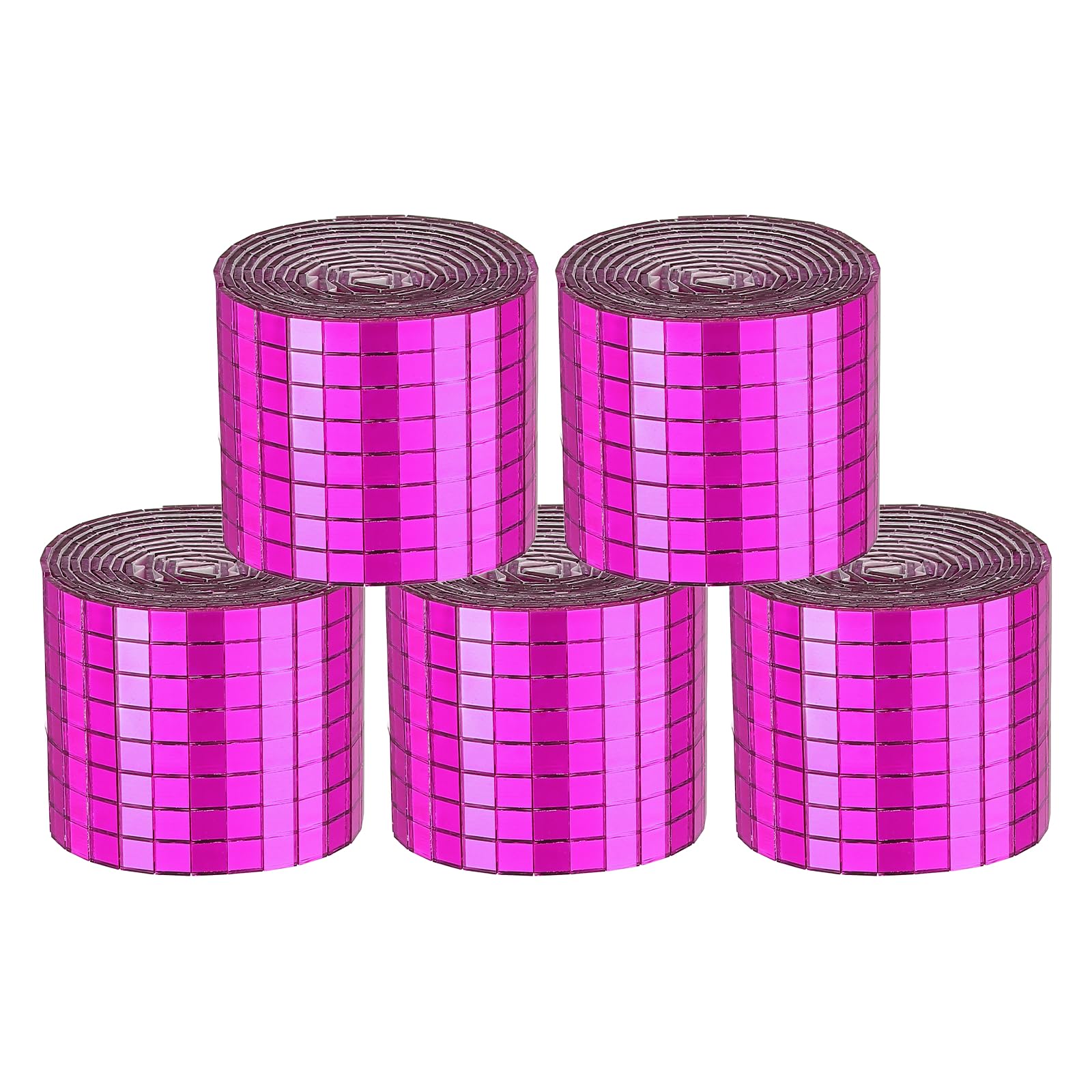 sourcing map 8000 Pcs Mirror Mosaic Tiles 5 x 5 mm Square Glass Self-Adhesive Disco Ball Mirror Tiles Sticker for DIY Craft Decoration Art Collage Card Making, Rose Red