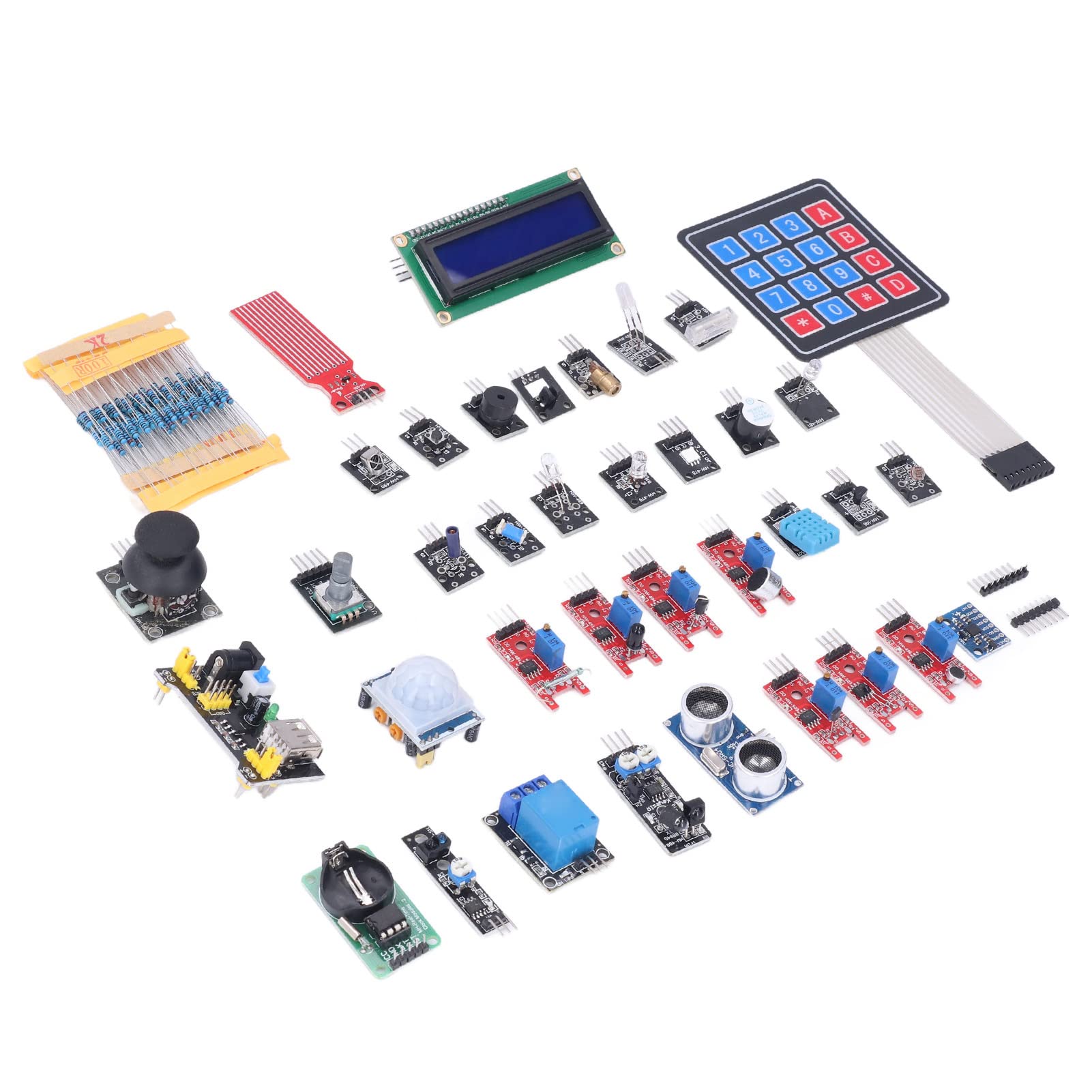 Kit de componentes electrónicos de módulo de Sensor de 37 Piezas con Resistencia de 100 Piezas práctico para usuarios de RPI