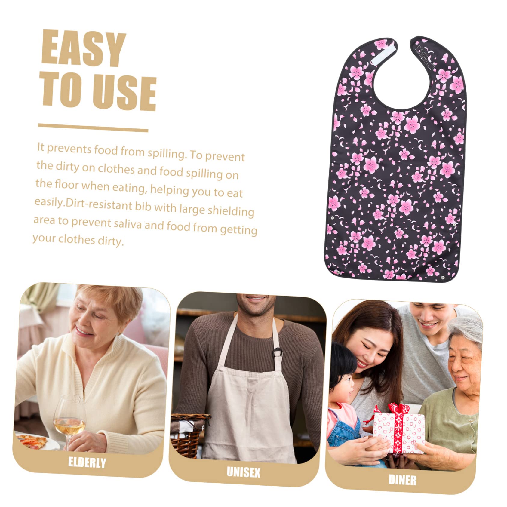 FRCOLOR Adult Bibs Adult Ladies Bib Decorate Polyester Portable Elderly Senior Elderly Eating Cloth