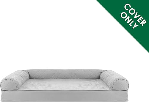 Miniatura 2 de Furhaven - Funda de repuesto para cama de mascotas, estilo sofá, acolchada, lavable a máquina, color gris plateado, grande Café,Gris (Iron