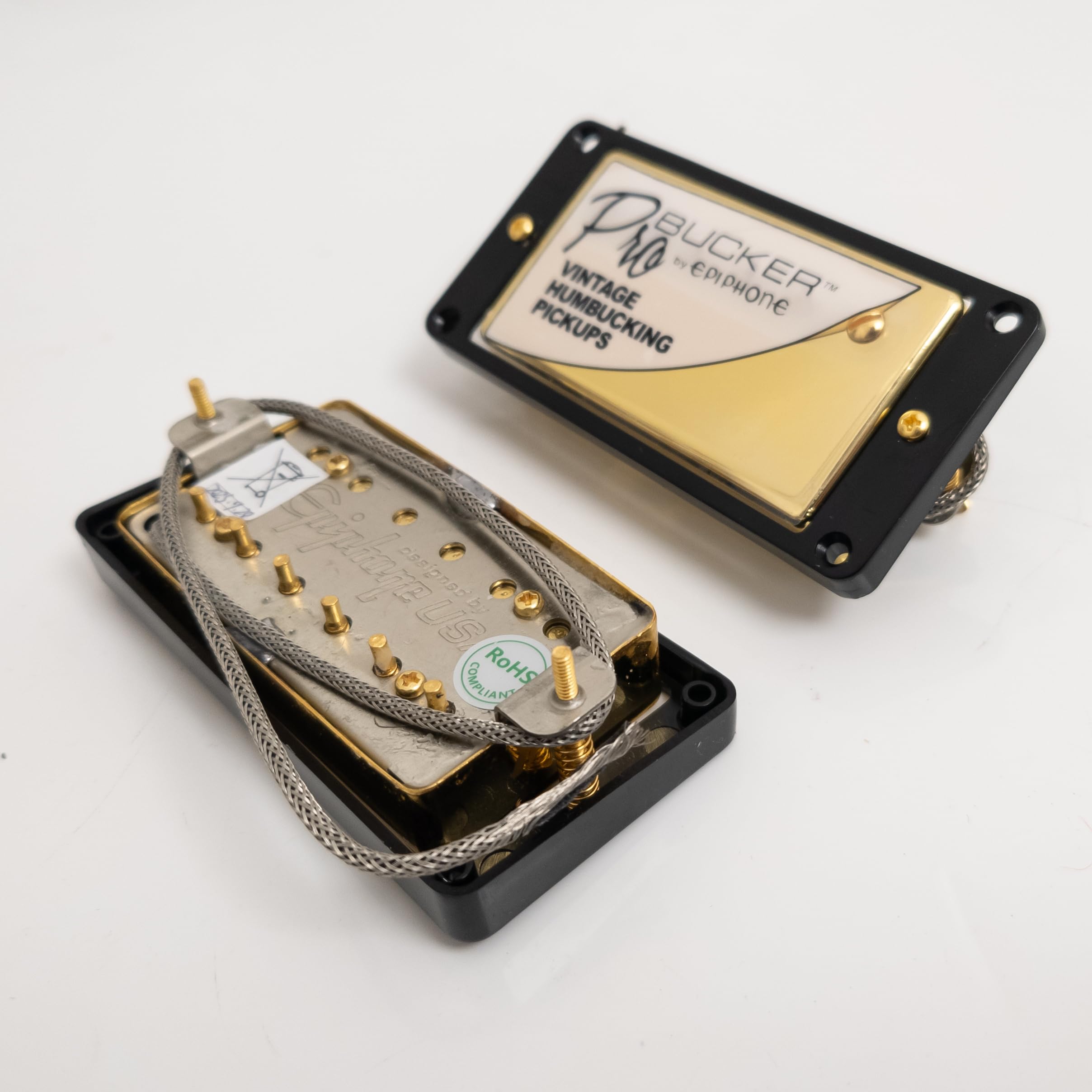 ProBucker Alnico 2 Humbucker zestaw przetworników do przetworników Gibson Les Paul, przetworniki na szyję i mostek, 2-przewodowe wiązki przewodów 2V2T, szyjka (7,5 K, 50 mm) + mostek (8,4 K, 52 mm