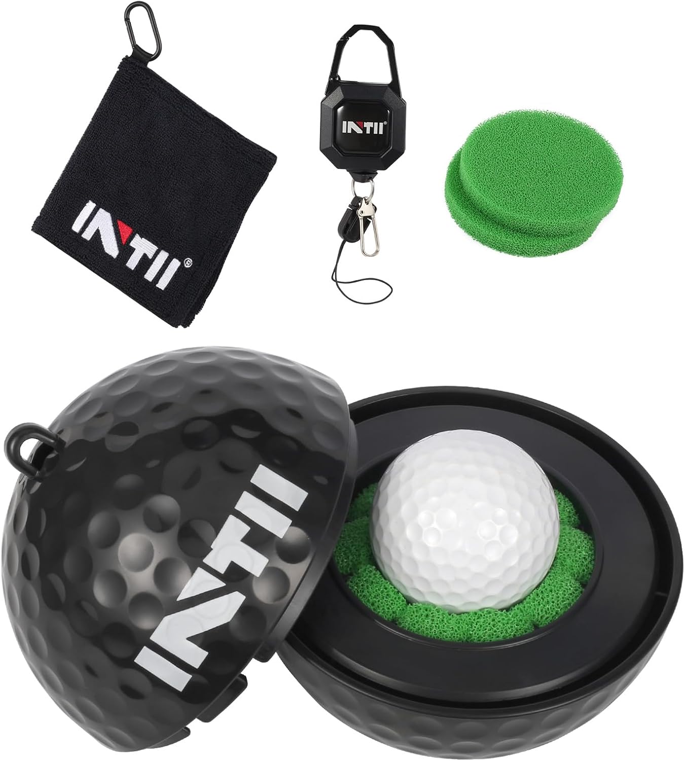 Portable Golf Ball Cleaner More Lightweight, Home Golf Ball Washer for Bag & Cart, with Replaceable Sponges, Clip-On Design, Premium Golf Accessories Gift