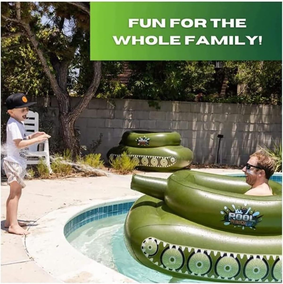 Flotteur Réservoir Gonflable Siège de Natation, Bouée Piscine avec Canon à Eau, Jeux Piscine Tank Jouet d'eau, Anneau de Natation pour Adultes(Size:162cm)