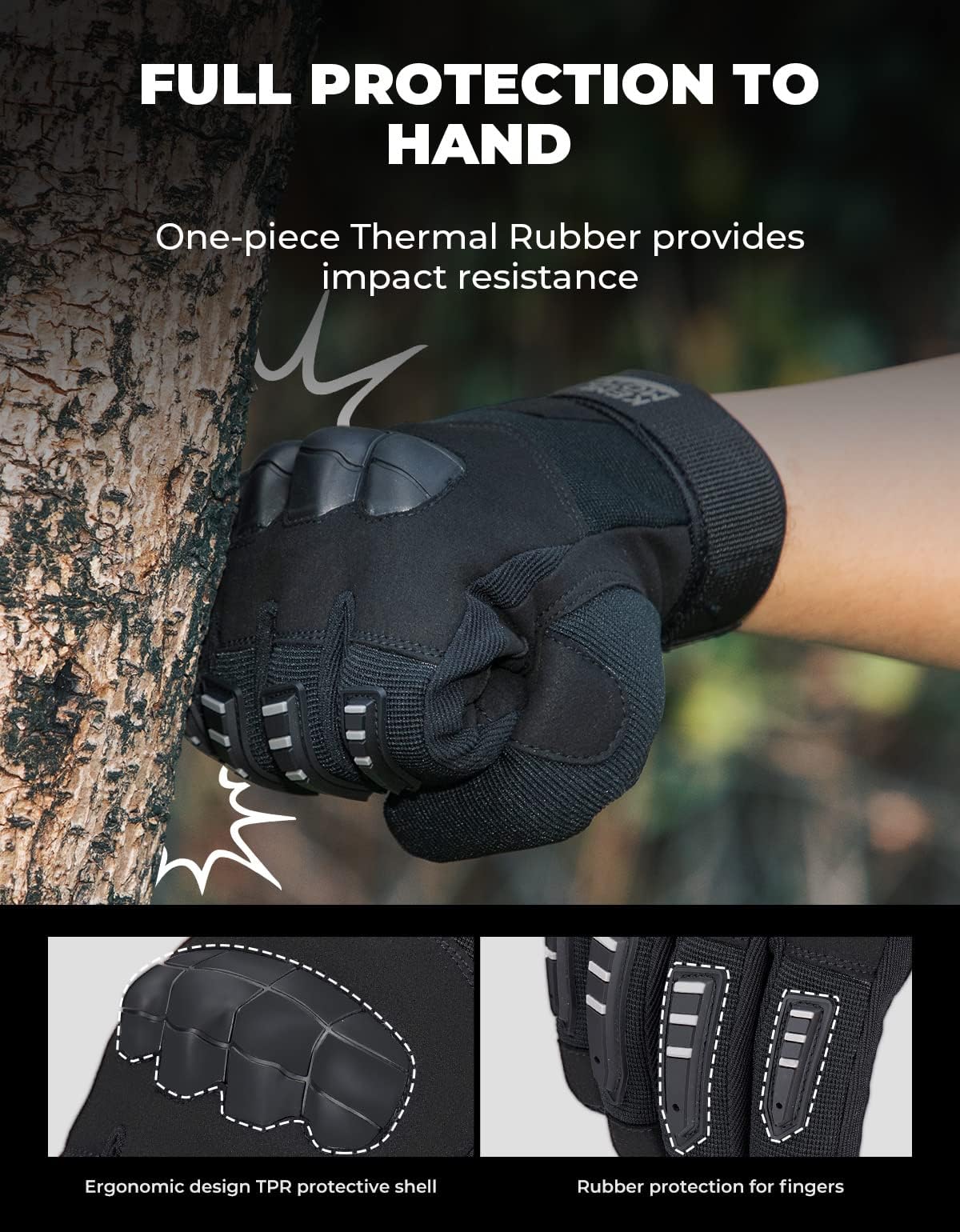 KEMIMOTO Outdoor Handschuhe Herren, Taktische Handschuhe, Touchscreen, Atmungsaktiv, Vollfinger, Einsatzhandschuhe für Arbeit, Wandern, Jagd und Security,