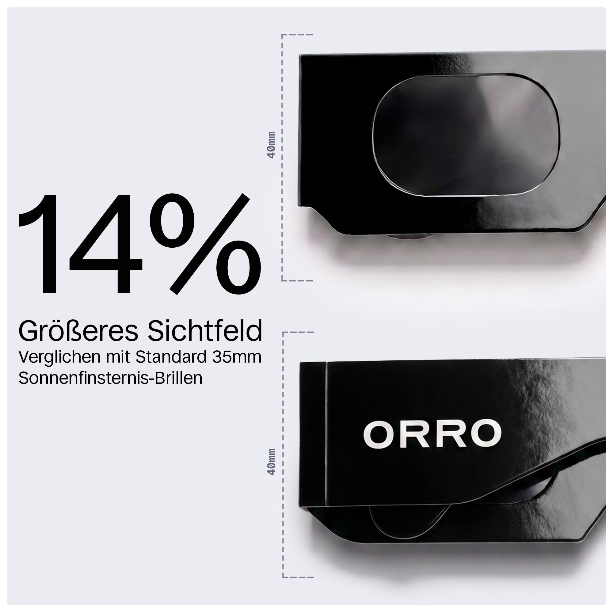ORRO Sonnenfinsternis-Brillen 40 mm, 2er-/6er-/12er-Pack, Schwarz, Zertifizierter Augenschutz, EN ISO 12312-2:2015 geprüft, CE-gekennzeichnet für direkte Sonnenbeobachtung – Moderne Passform