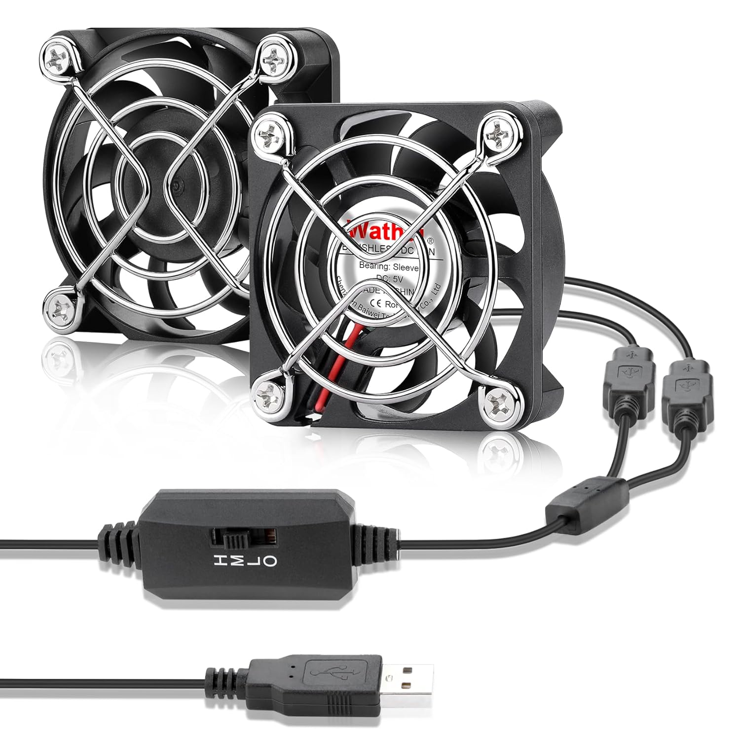 athai 2X 140mm USB Powered Cooling Fan 2 in 1 with Speed Control for PC Computer Cabinet PS5 Xbox AV Receiver Cooler