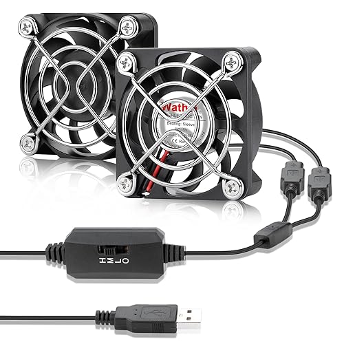 Vista 15 de Wathai - Paquete de 2 mini ventiladores USB de 1.57 pulgadas x 0.394 pulgadas con control de velocidad, ventiladores USB de computadora pequeños
